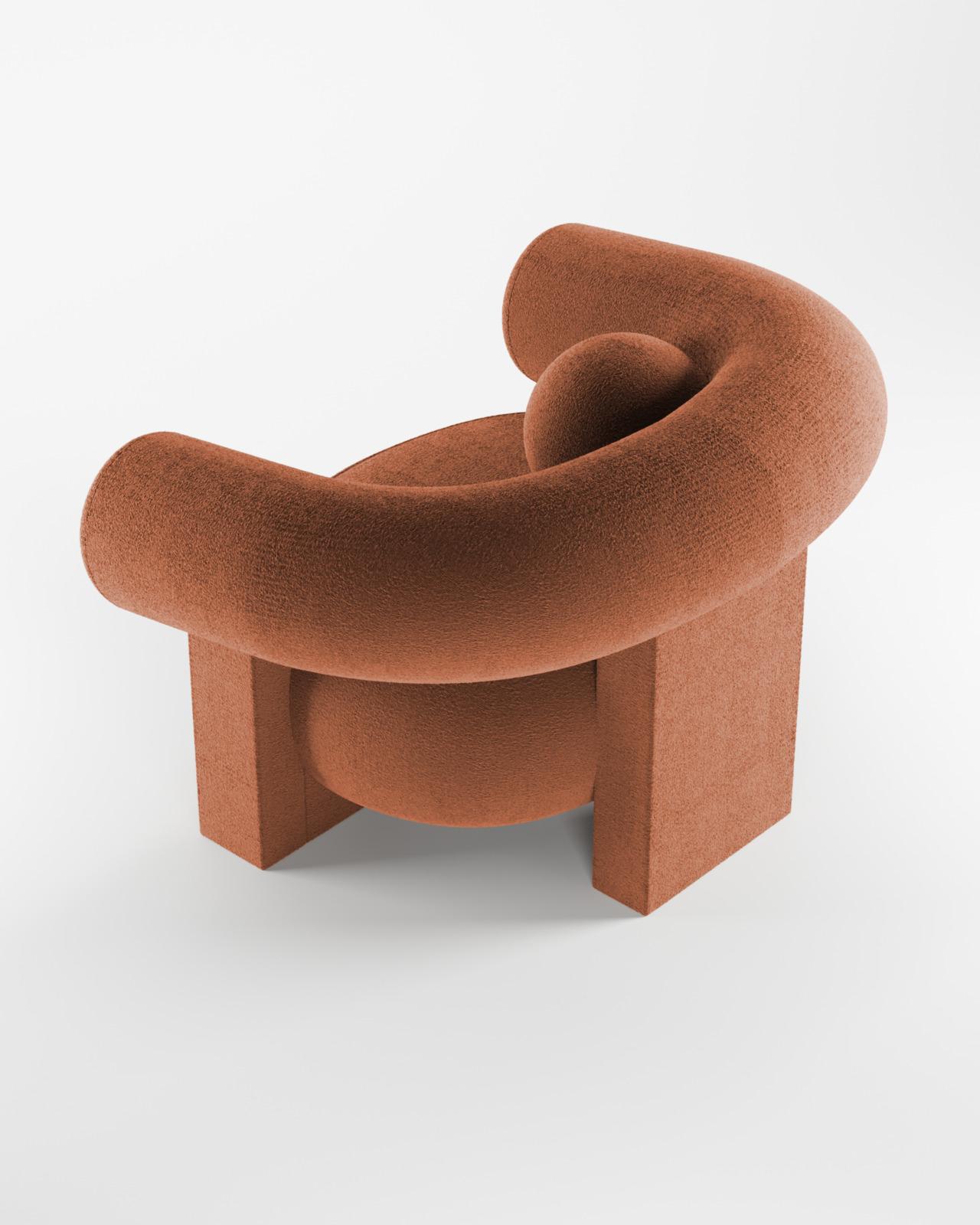 Collector Contemporary Modern Cassette Armchair in Boucle Burnt Orange In New Condition For Sale In Castelo da Maia, PT