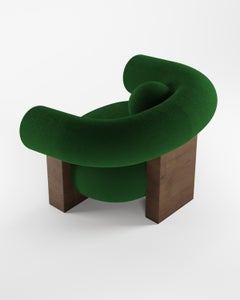 Collector Contemporary Modern Cassette Armchair in Bouclé Green Smoked Oak