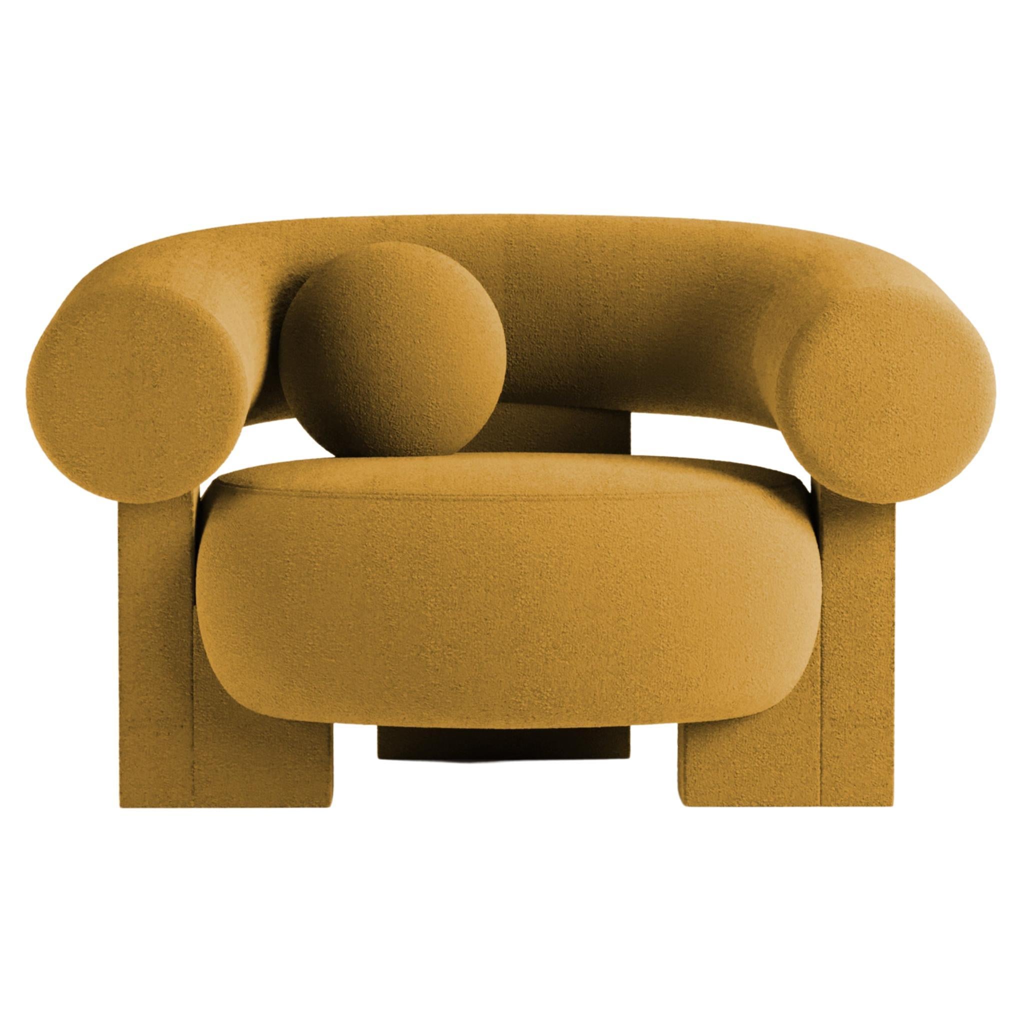 Collector Contemporary Modern Cassette Armchair in Bouclé Mustard For Sale