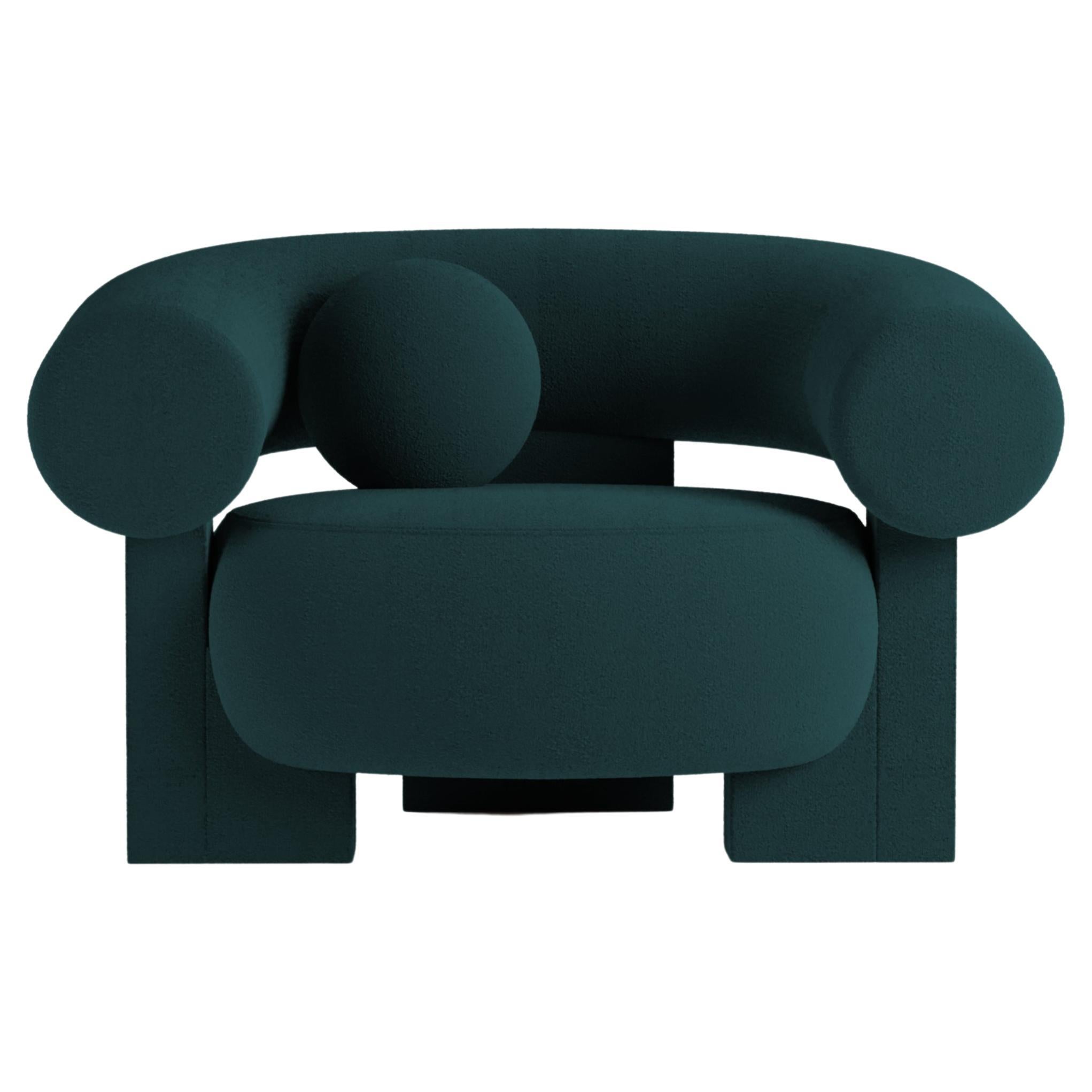 Zeitgenössischer moderner Cassette-Sessel im Boucle-Nachtblau von Sammlern