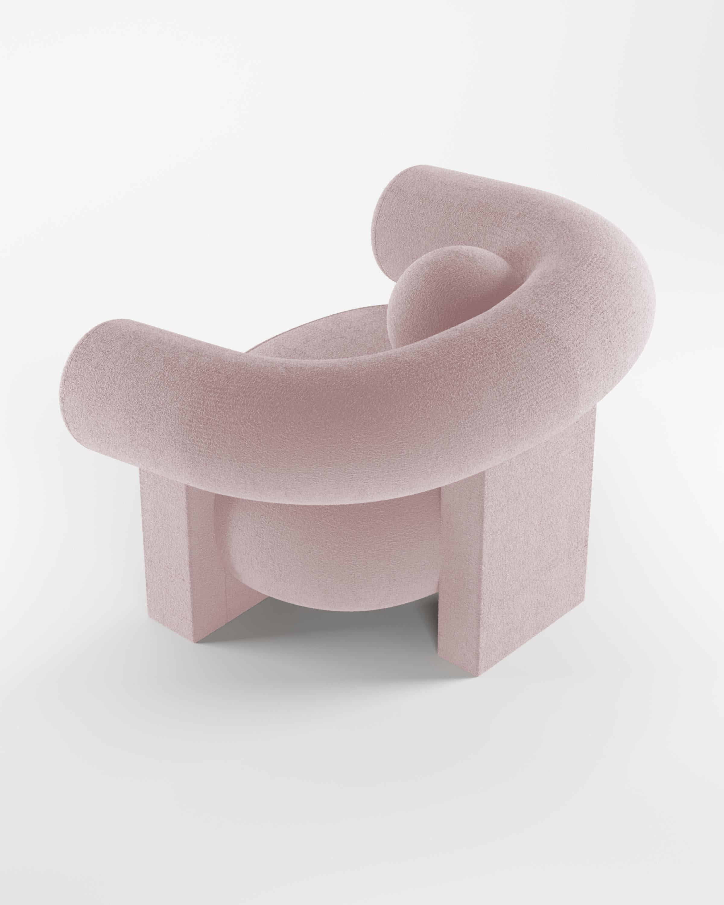 Collector Contemporary Modern Cassette Armchair in Bouclé Rose (21. Jahrhundert und zeitgenössisch) im Angebot