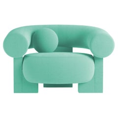 Collector Contemporary Modern Cassette Armchair in Bouclé Teal