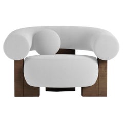 Collector Contemporary Modern Cassette Armchair in Boucle White Smoked Oak