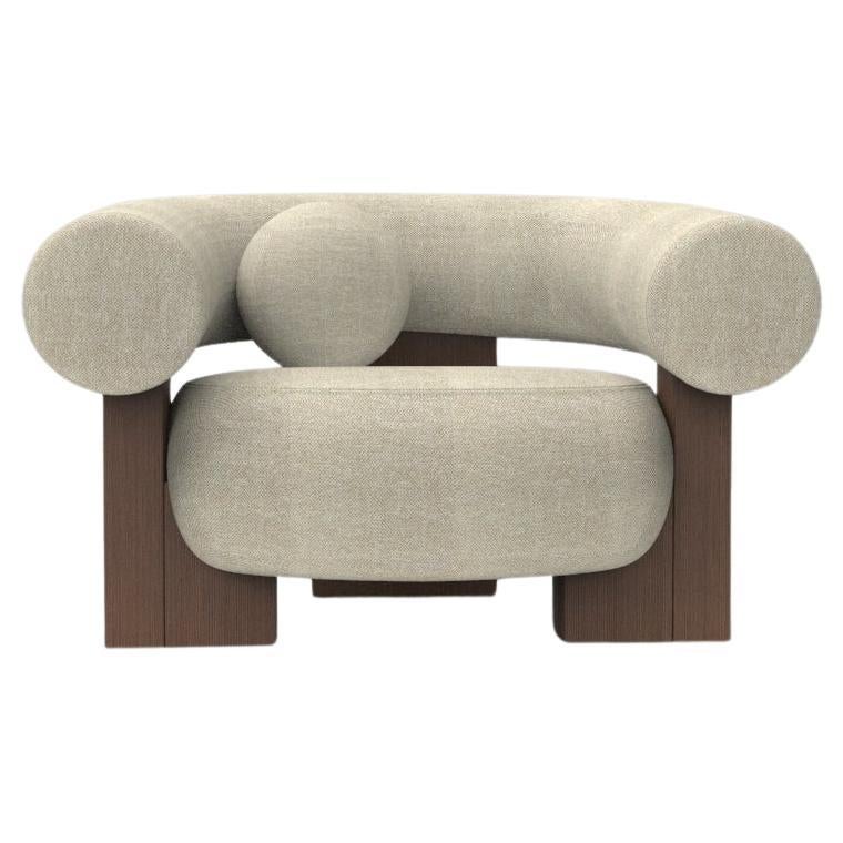 Collector Contemporary Modern Cassette Armchair in Spugna Beige Smoked Oak For Sale