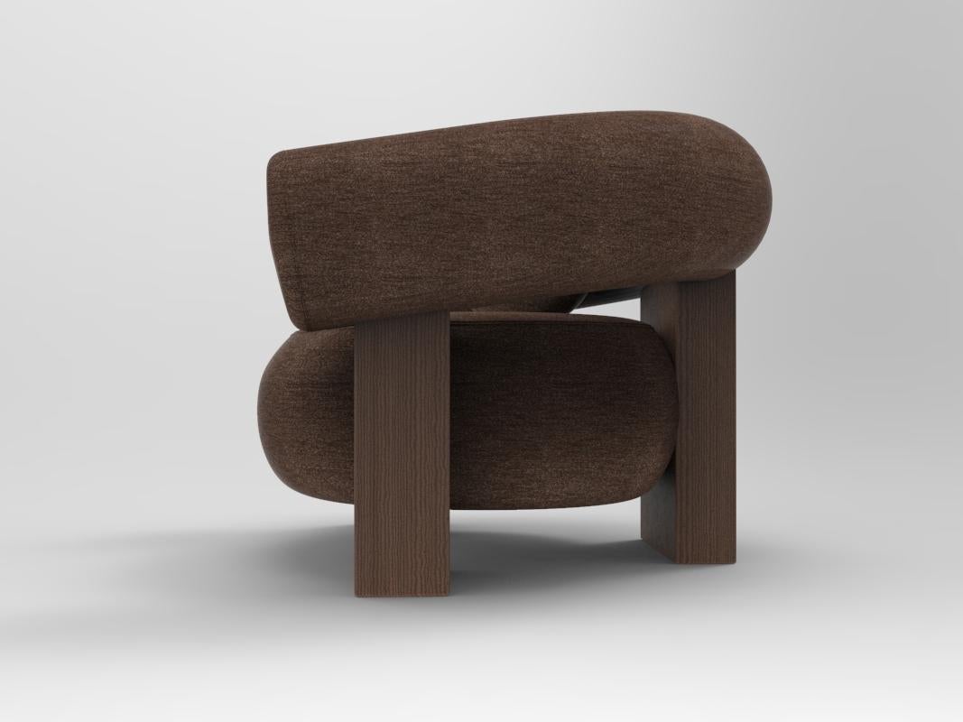 Fabric Collector Contemporary Modern Cassette Armchair in Tricot Brown Smoked Oak For Sale