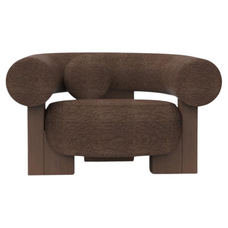 Collector Contemporary Modern Cassette Armchair in Tricot Brown Smoked Oak For Sale