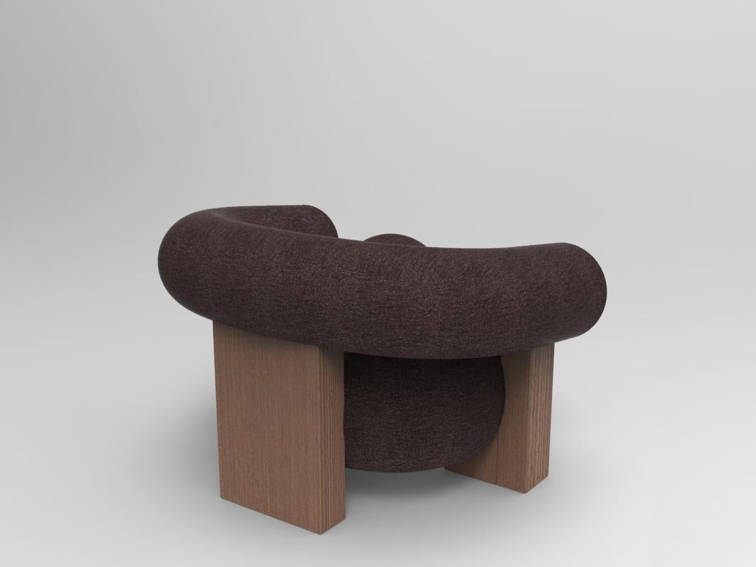 Fabric Collector Contemporary Modern Cassette Armchair in Tricot Dark Brown Smoked Oak For Sale