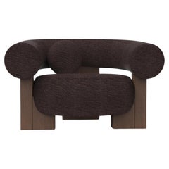Collector Contemporary Modern Cassette Armchair in Tricot Dark Brown Smoked Oak