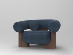 Collector Contemporary Modern Cassette Armchair Tricot Dark Seafoam Smoked Oak