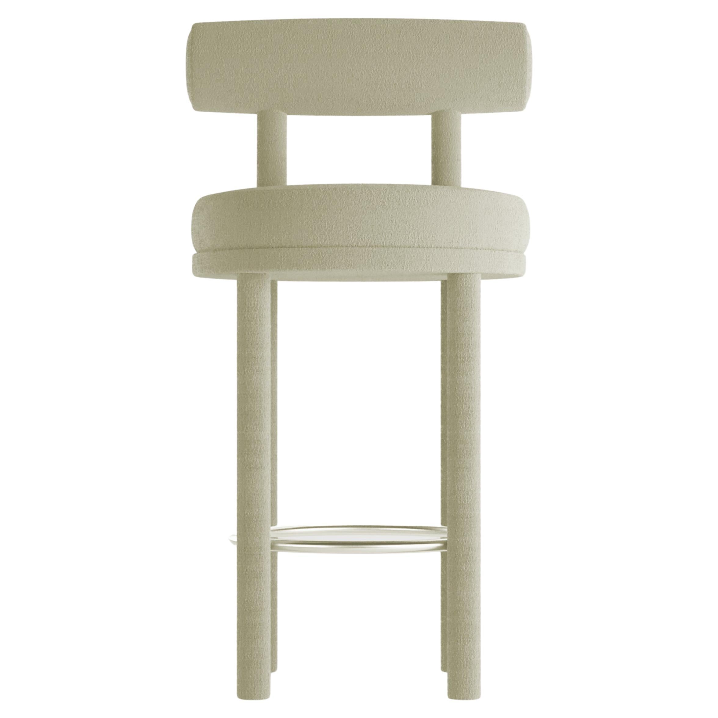 Collector Contemporary Modern Moca Bar Chair in Bouclé Beige by Studio Rig For Sale