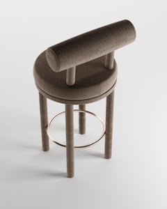 Collector Contemporary Modern Moca Bar Chair in Boucle Brown by Studio Rig