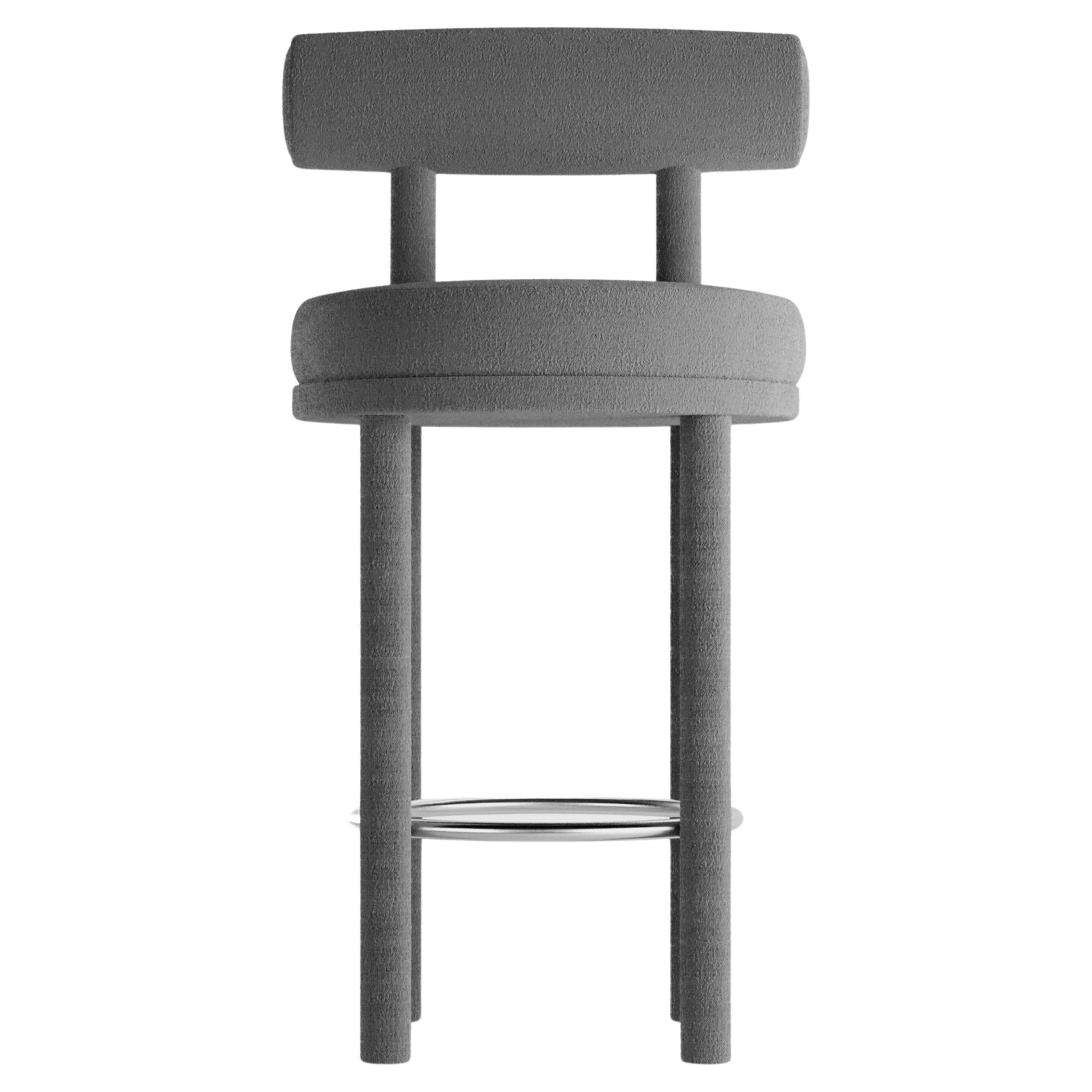 Collector Contemporary Modern Moca Bar Chair in Bouclé Charcoal by Studio Rig For Sale