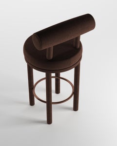 Collector Contemporary Modern Moca Bar Chair in Bouclé Dark Brown by Studio Rig