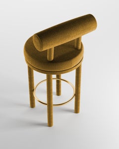 Collector Contemporary Modern Moca Bar Chair in Bouclé Mustard