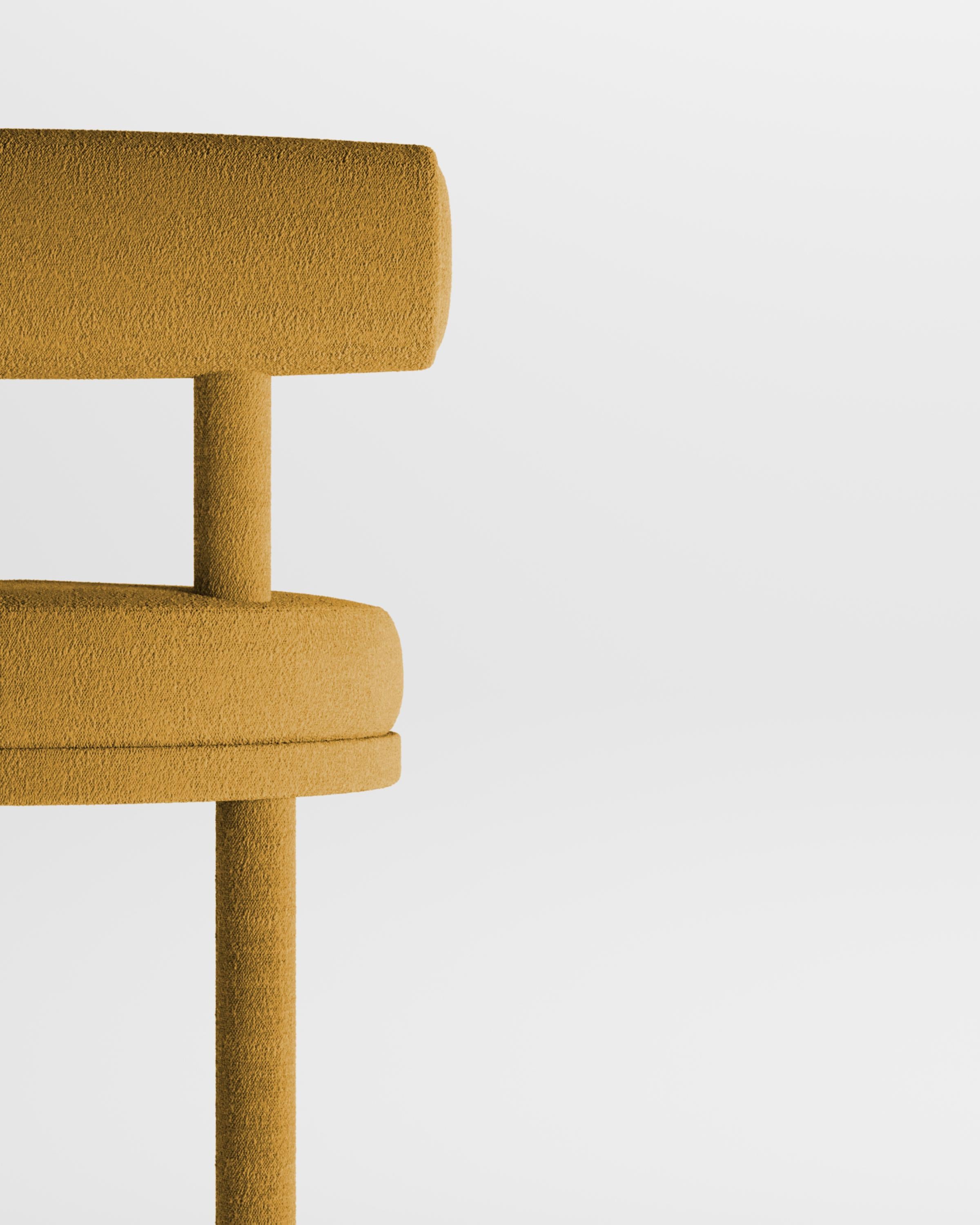 Portuguese Collector Contemporary Modern Moca Bar Chair in Bouclé Mustard For Sale