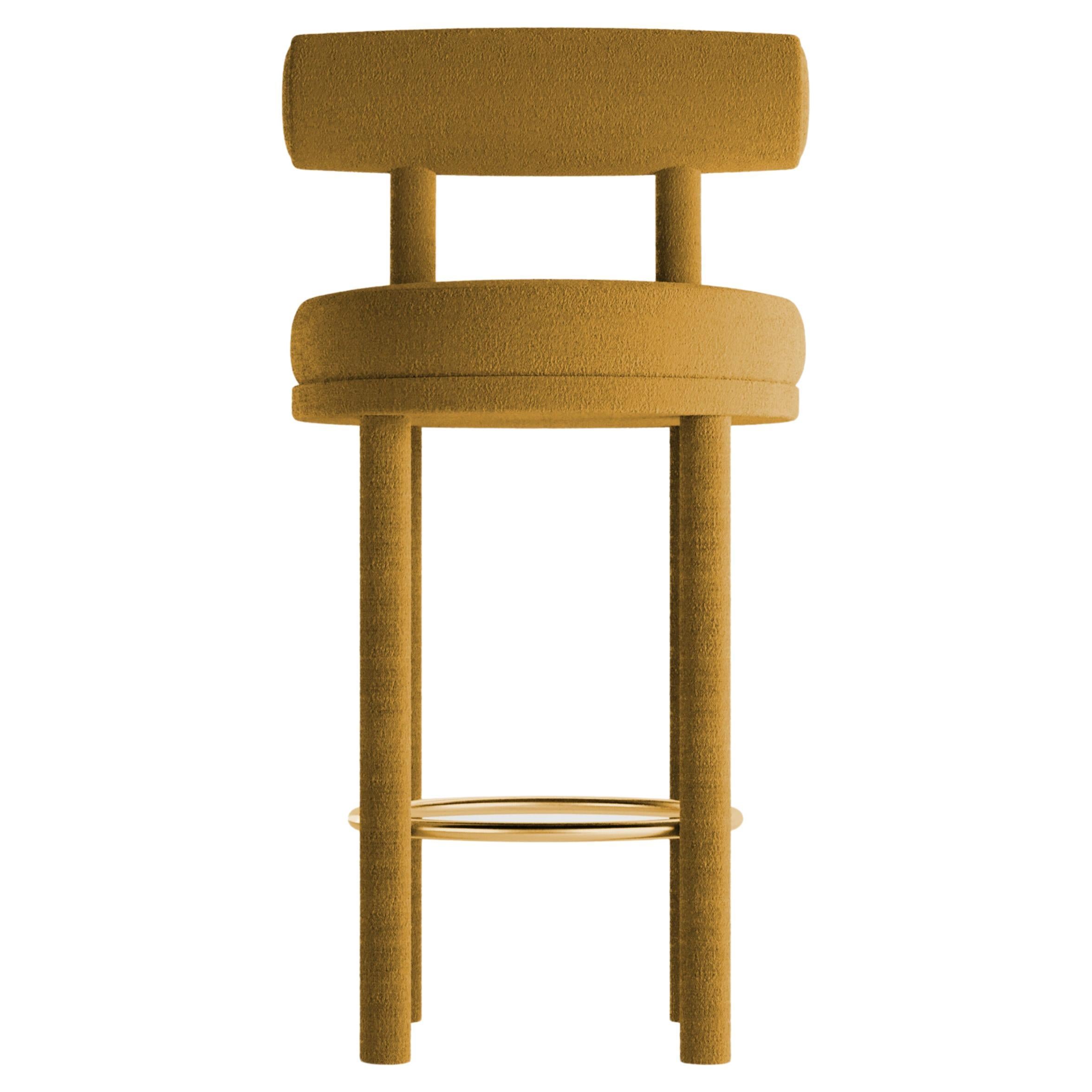 Collector Contemporary Modern Moca Bar Chair in Bouclé Mustard For Sale