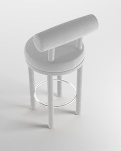 Collector Contemporary Modern Moca Bar Chair in Bouclé White by Studio Rig