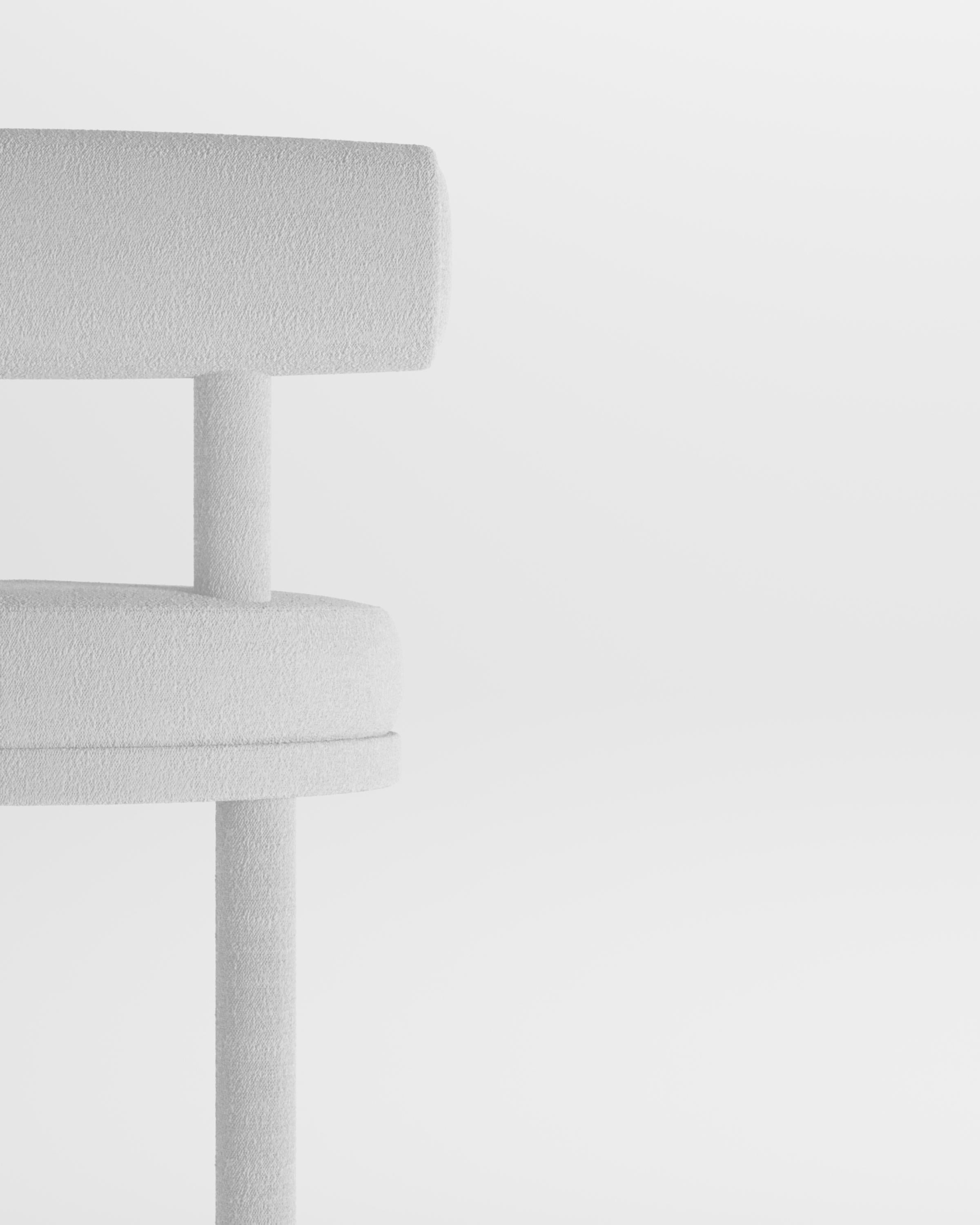 Portuguese Collector Contemporary Modern Moca Bar Chair in Bouclé White by Studio Rig For Sale