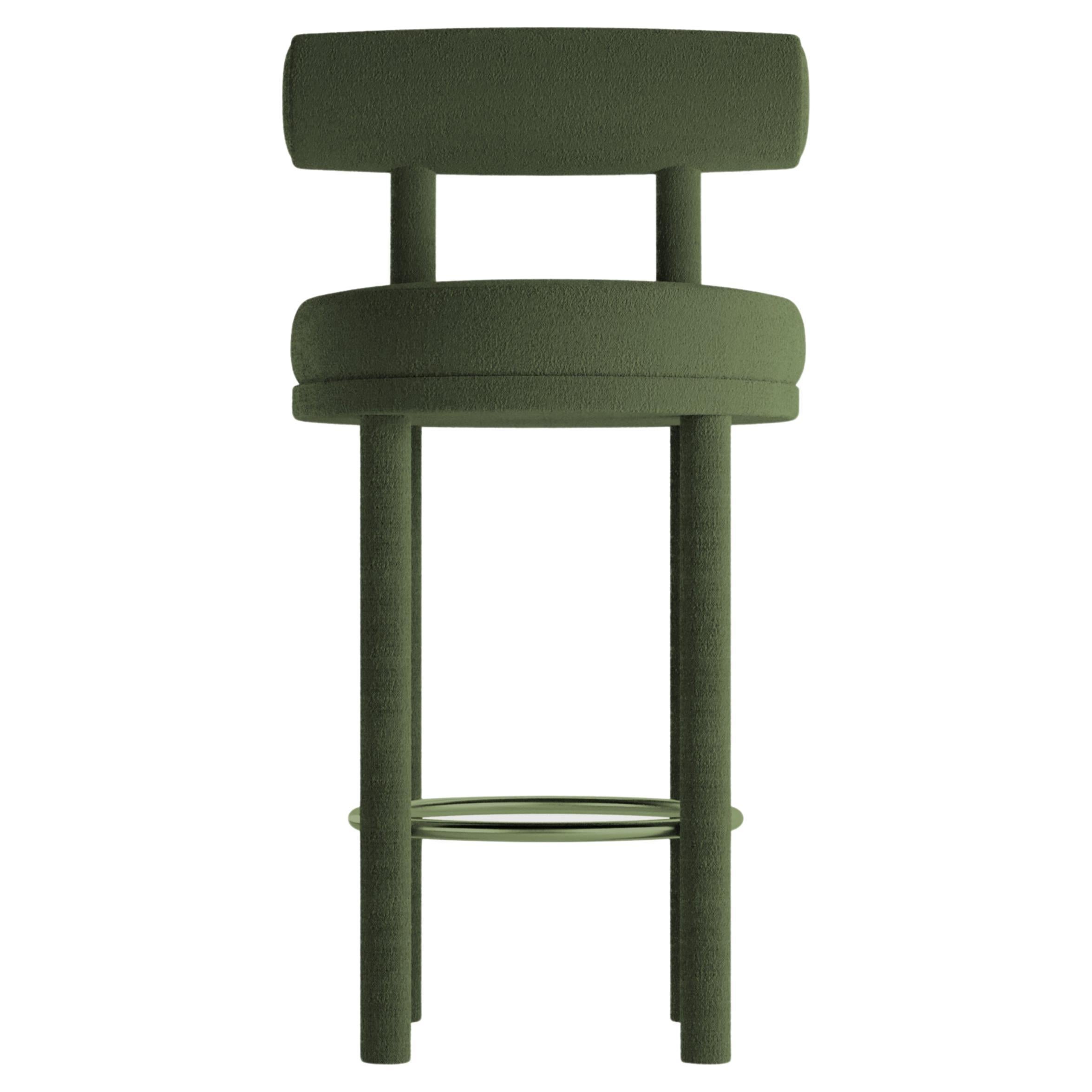 Collector Contemporary Modern Moca Bar in Bouclé Green by Studio Rig For Sale