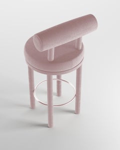 Collector Contemporary Modern Moca Bar in Bouclé Rose by Studio Rig