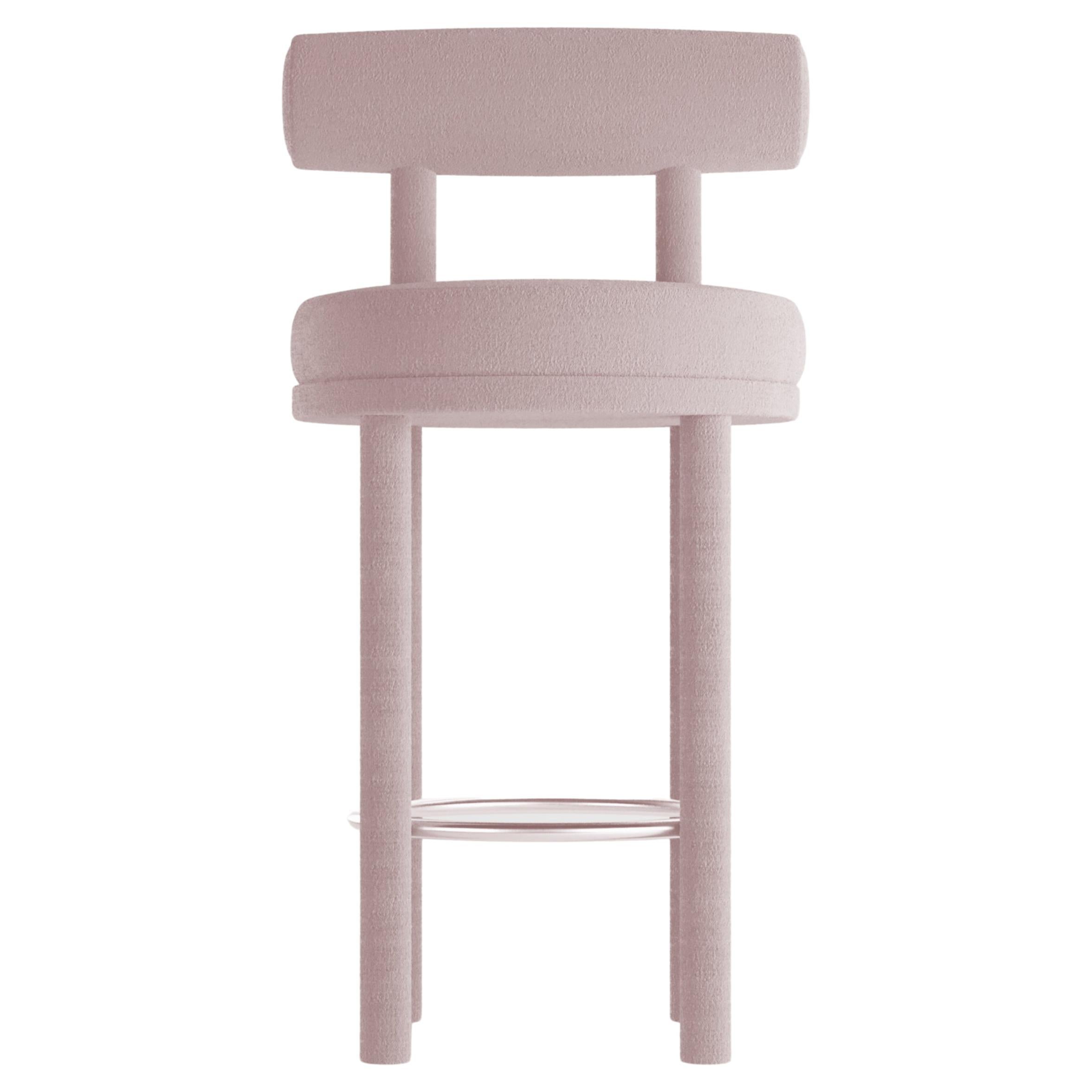 Collector Contemporary Modern Moca Bar in Bouclé Rose by Studio Rig For Sale
