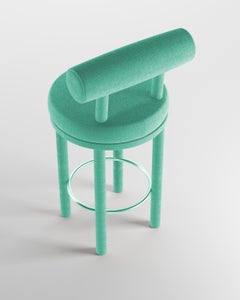 Collector Contemporary Modern Moca Bar in Bouclé Teal by Studio Rig