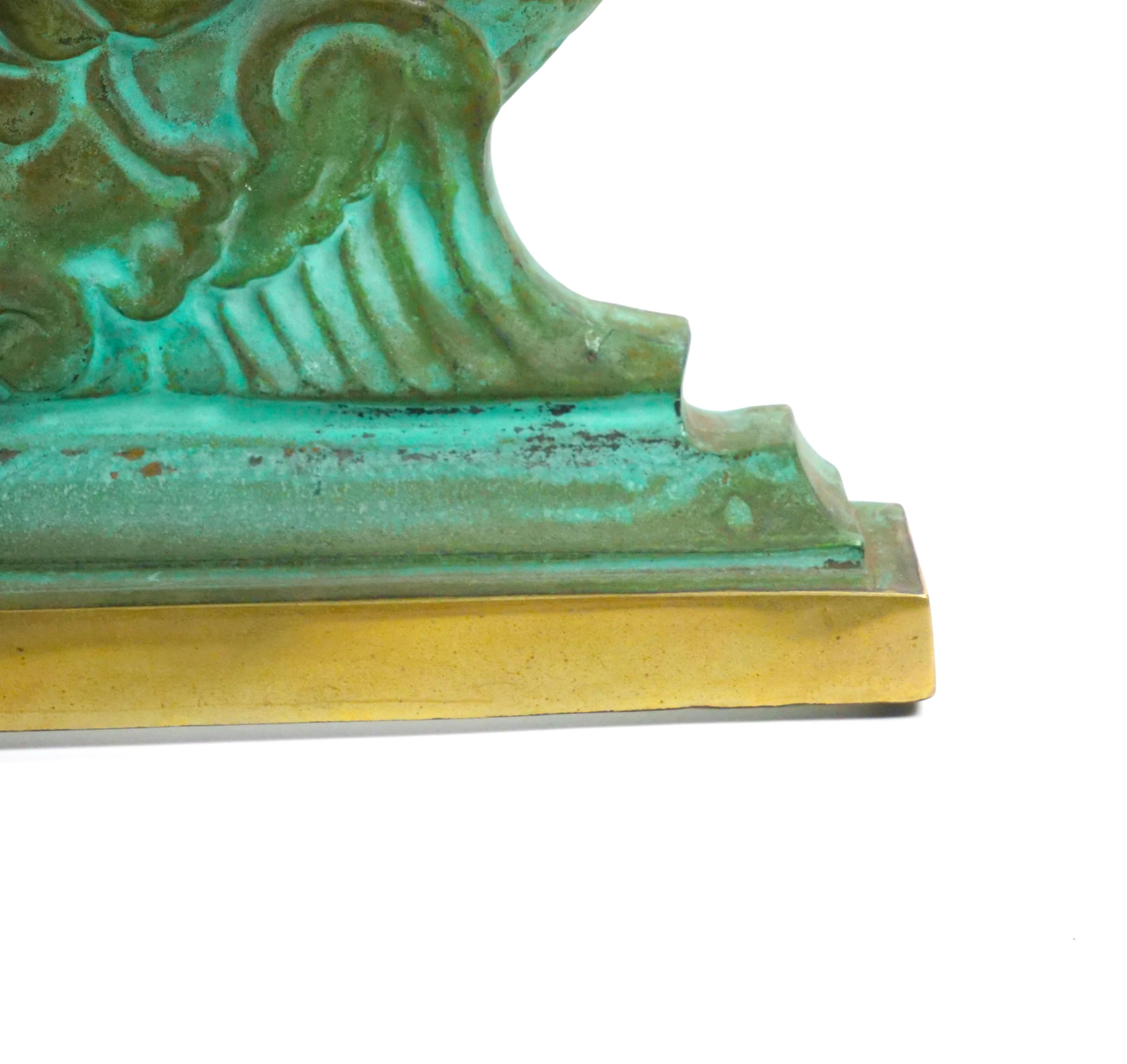 Collector Craftsmanship Dolphin sculpture Brass / Wrought Iron Andirons For Sale 3
