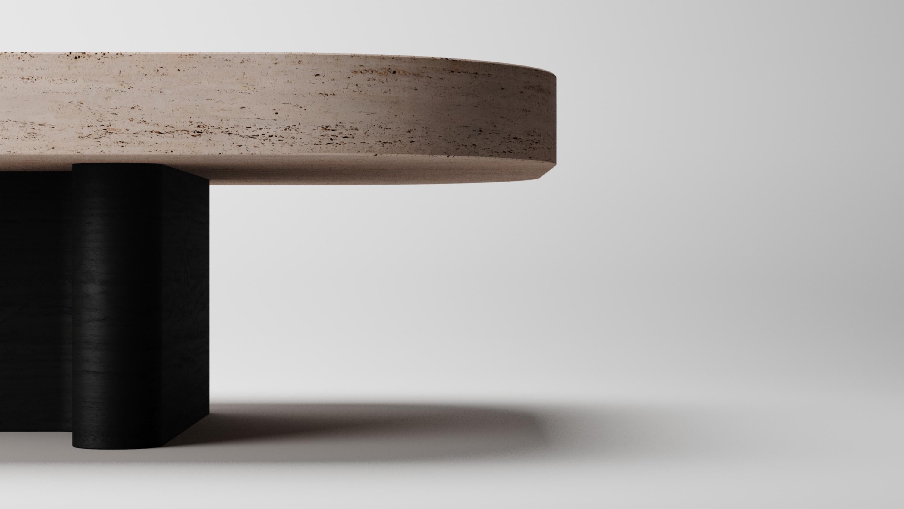 Collector - Designed by Studio Rig Meco Center Table Black Oak and Travertino

Collector brand was born and Portugal and aims to be part of daily life by fusing furniture to home routines and lifestyles. The company designs its pieces with the