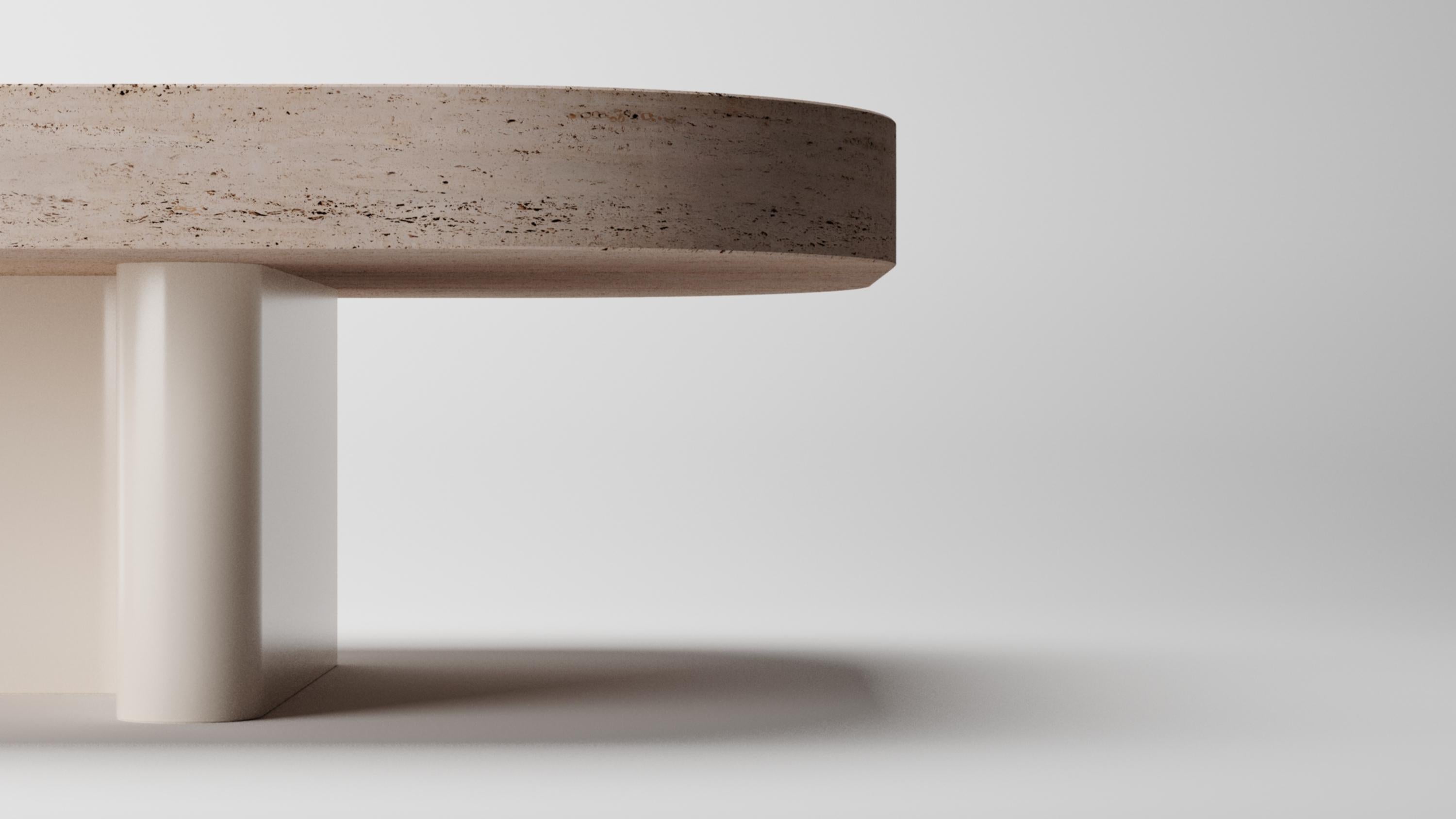 Européen Collector -Designed by Studio Rig Meco Table centrale laquée et Travertino en vente