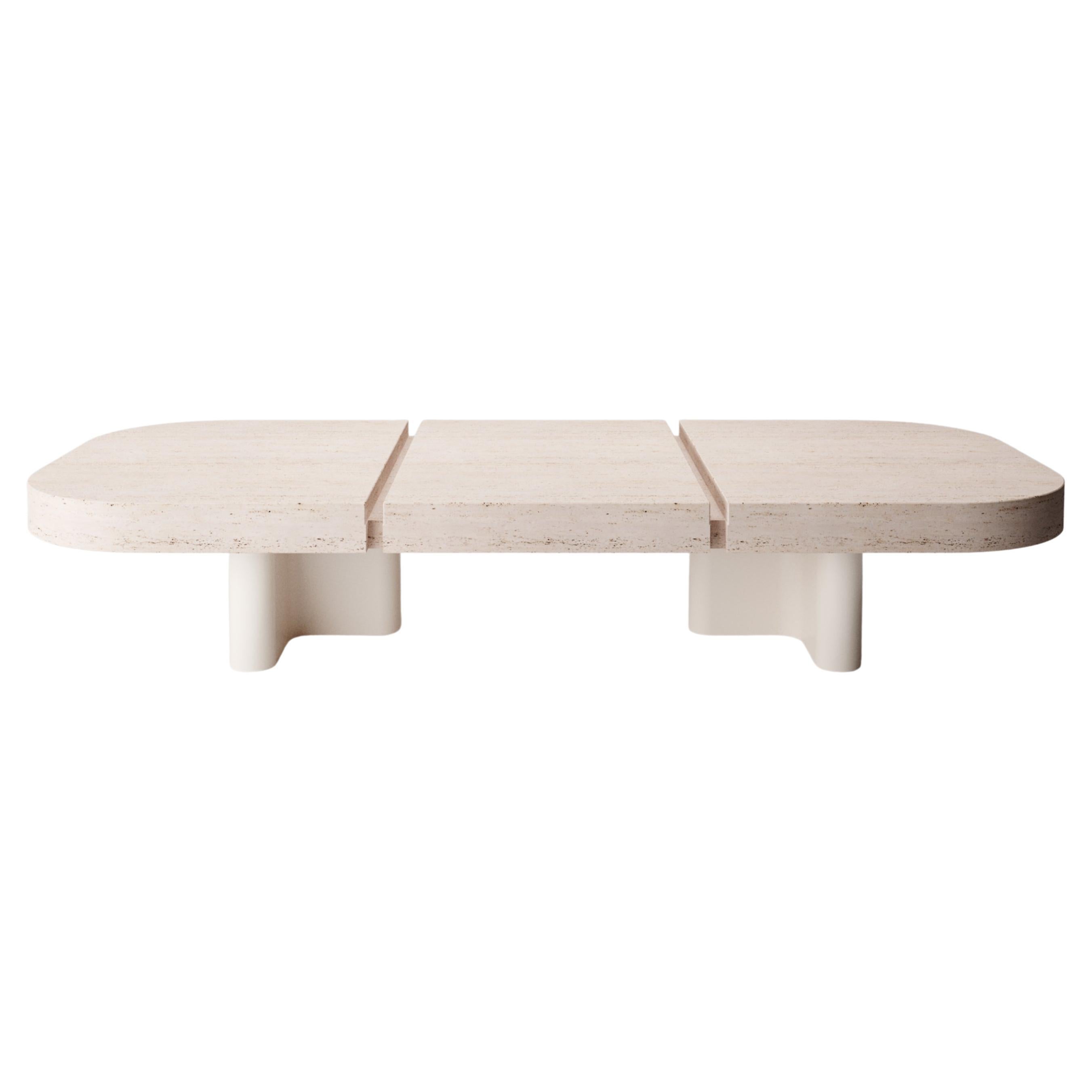 Collector -Designed by Studio Rig Meco Center Table Lackiert und Travertino im Angebot