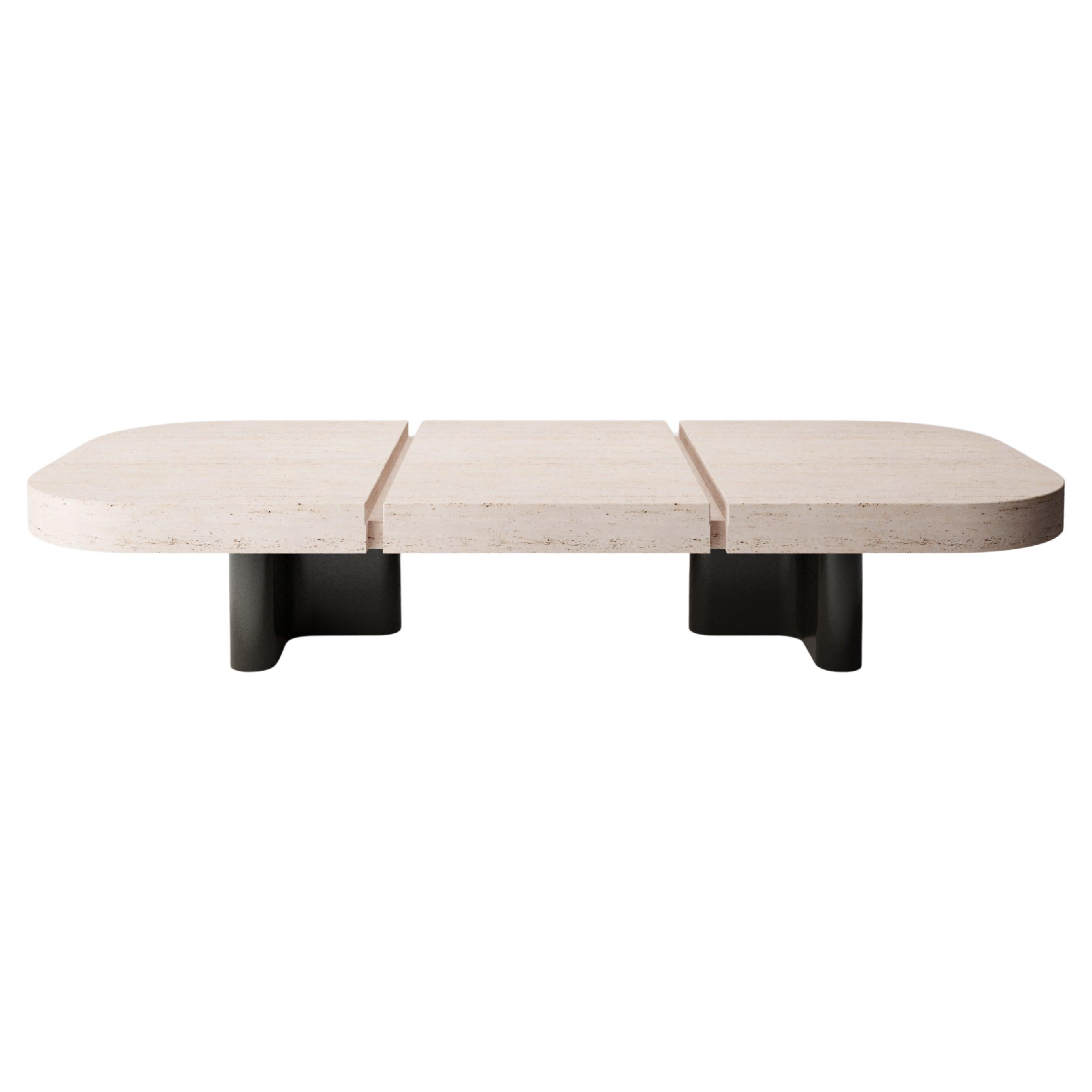 Collector -Designed by Studio Rig Meco Table centrale laquée et Travertino