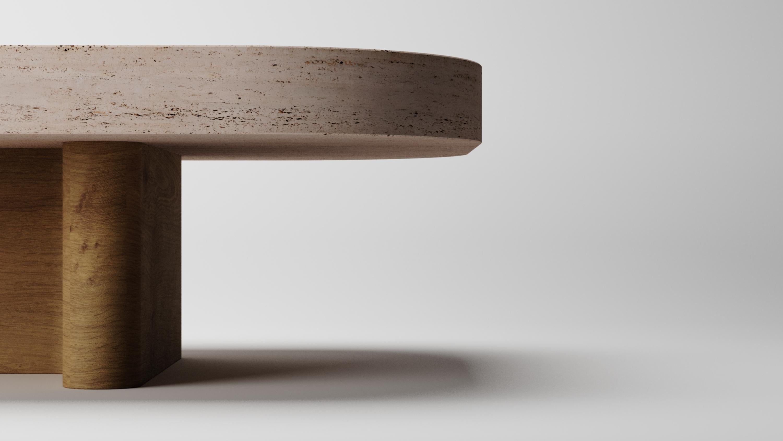 Collector -Designed by Studio Rig Meco Center Table Natural Oak und Travertino (Europäisch) im Angebot
