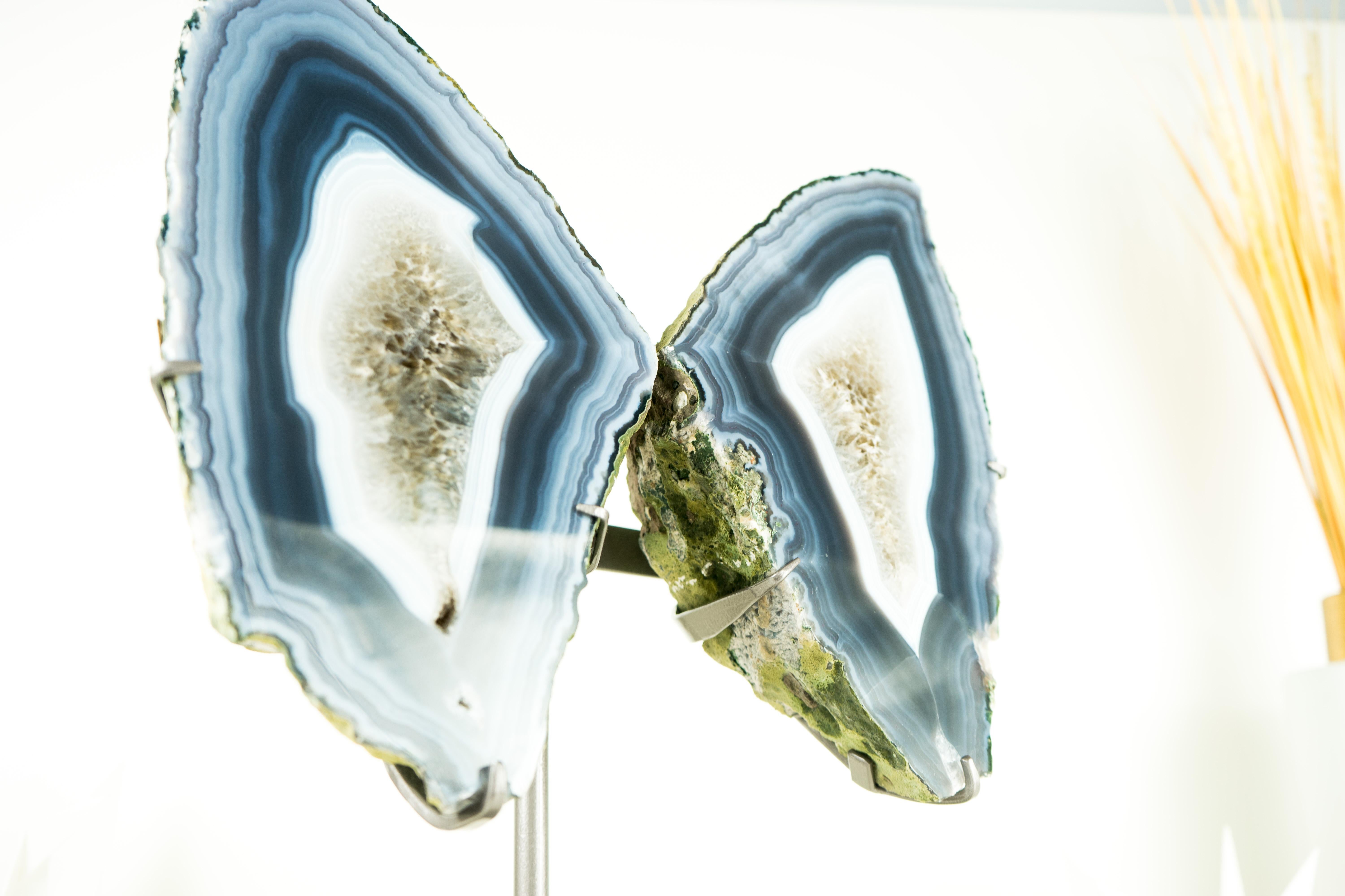 Ágata Geoda de Coleccionista Alas de Mariposa, Ágata Azul Escultórica Natural Grande 1