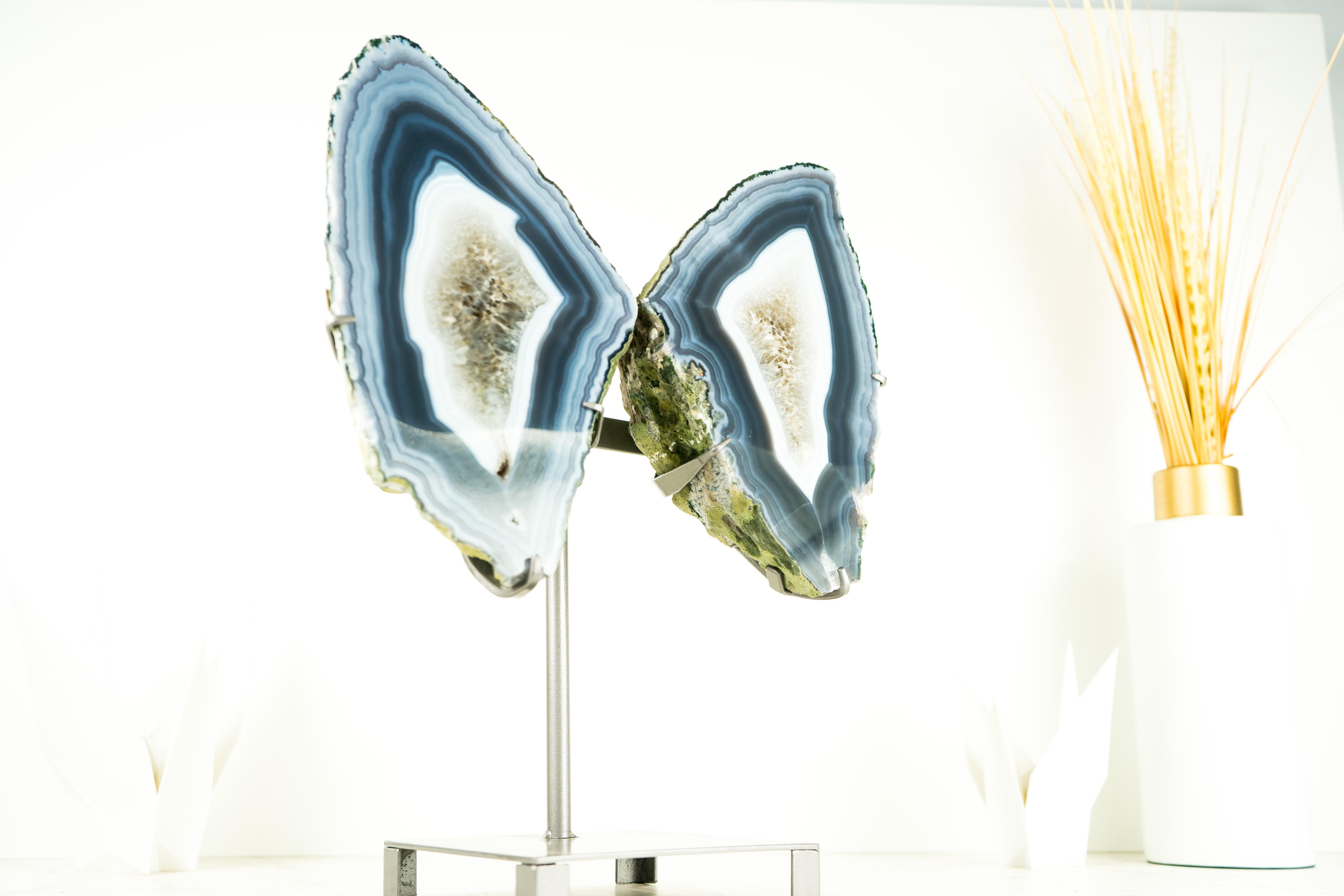 Ágata Geoda de Coleccionista Alas de Mariposa, Ágata Azul Escultórica Natural Grande 2