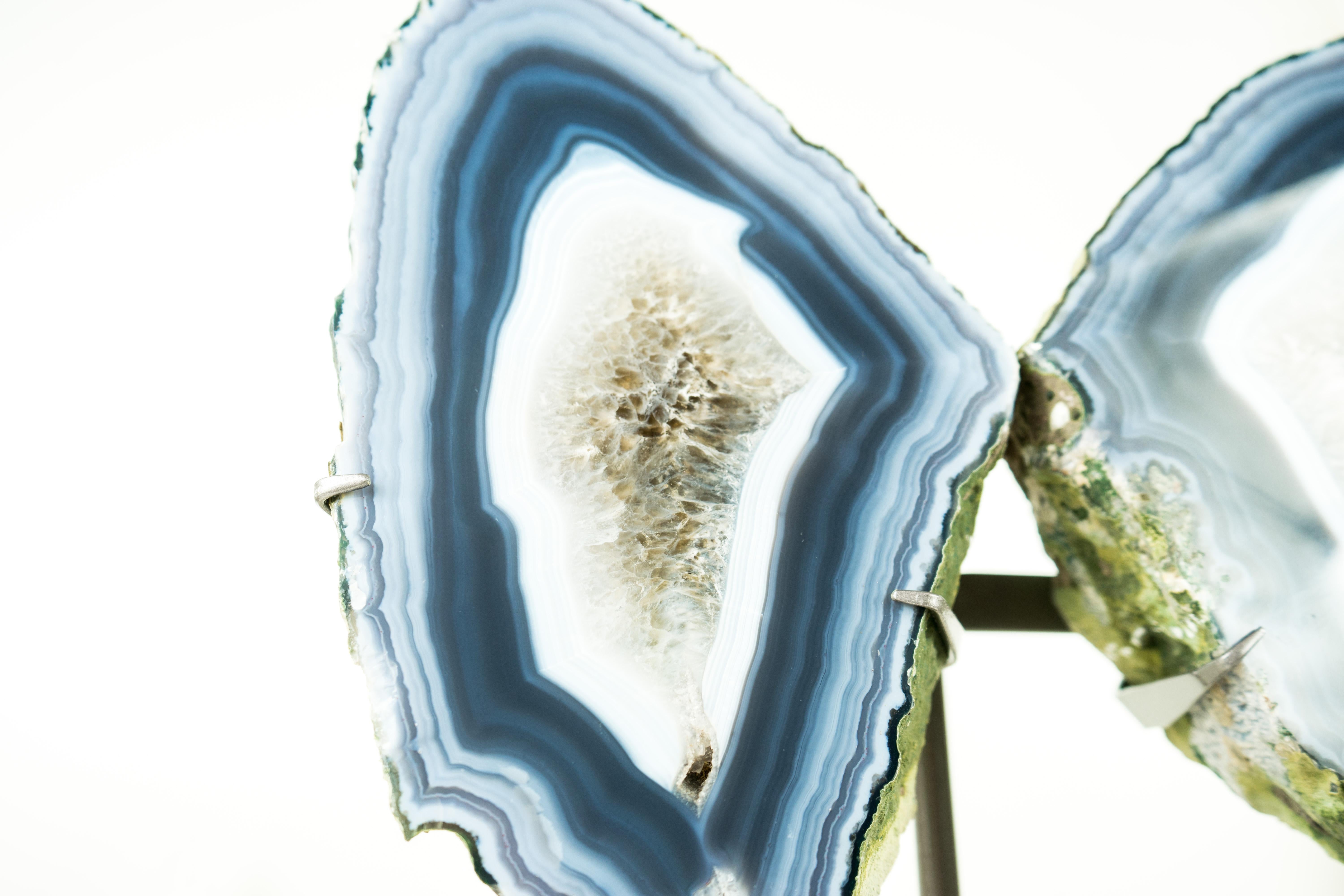 Ágata Geoda de Coleccionista Alas de Mariposa, Ágata Azul Escultórica Natural Grande 3