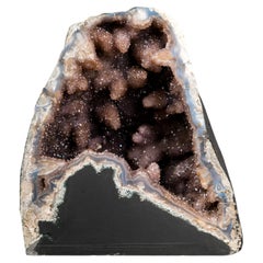 Collector-Grade Amethyst Geode with Galaxy Druzy over Calcite