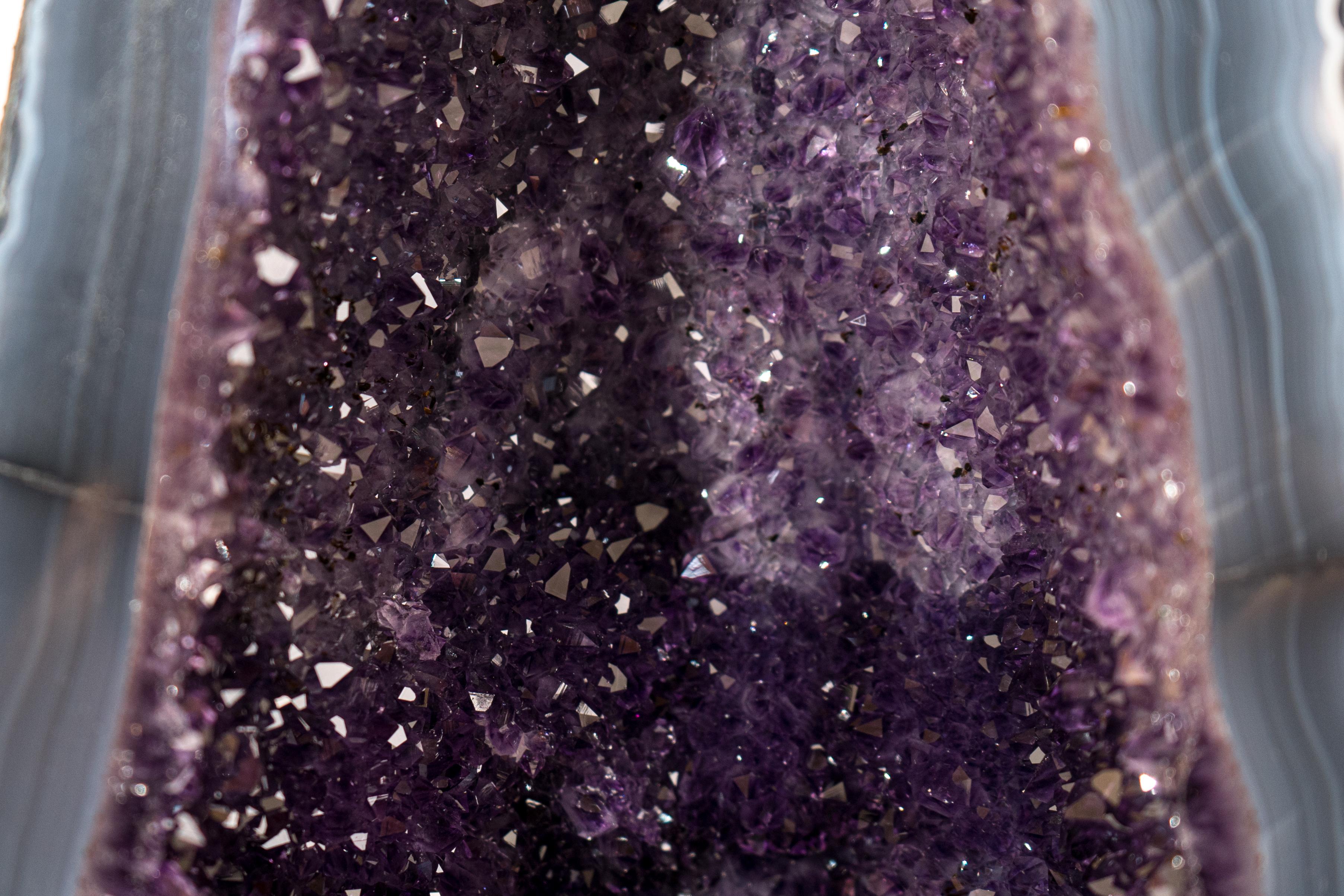 Collector-Grade Deep Purple Amethyst Geode on Intact Blue Lace Agate Lace Matrix For Sale 6