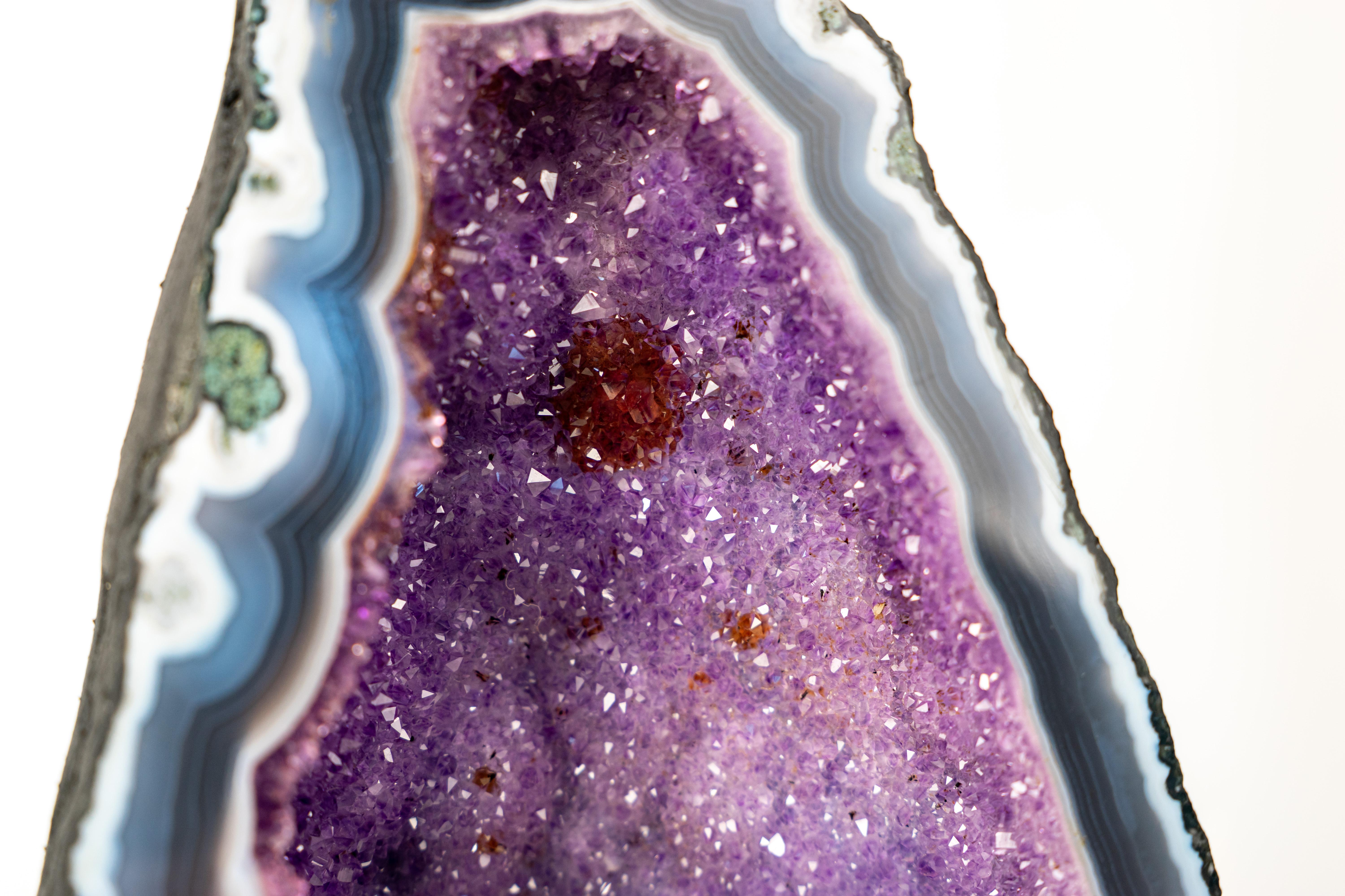 Collector-Grade Pair of Rare Lace Agate Cathedral Geodes For Sale 4