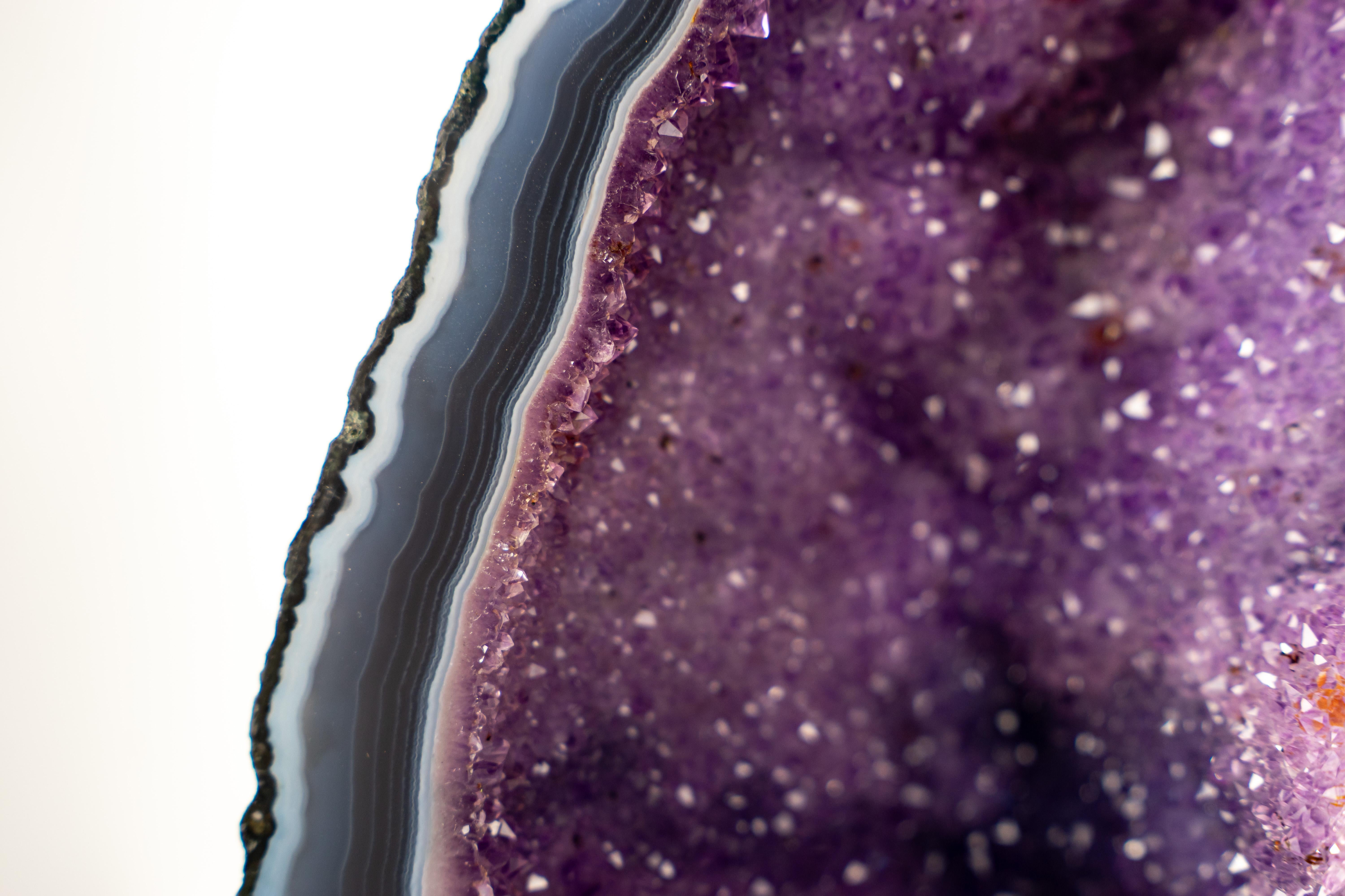 Crystal Collector-Grade Pair of Rare Lace Agate Cathedral Geodes For Sale