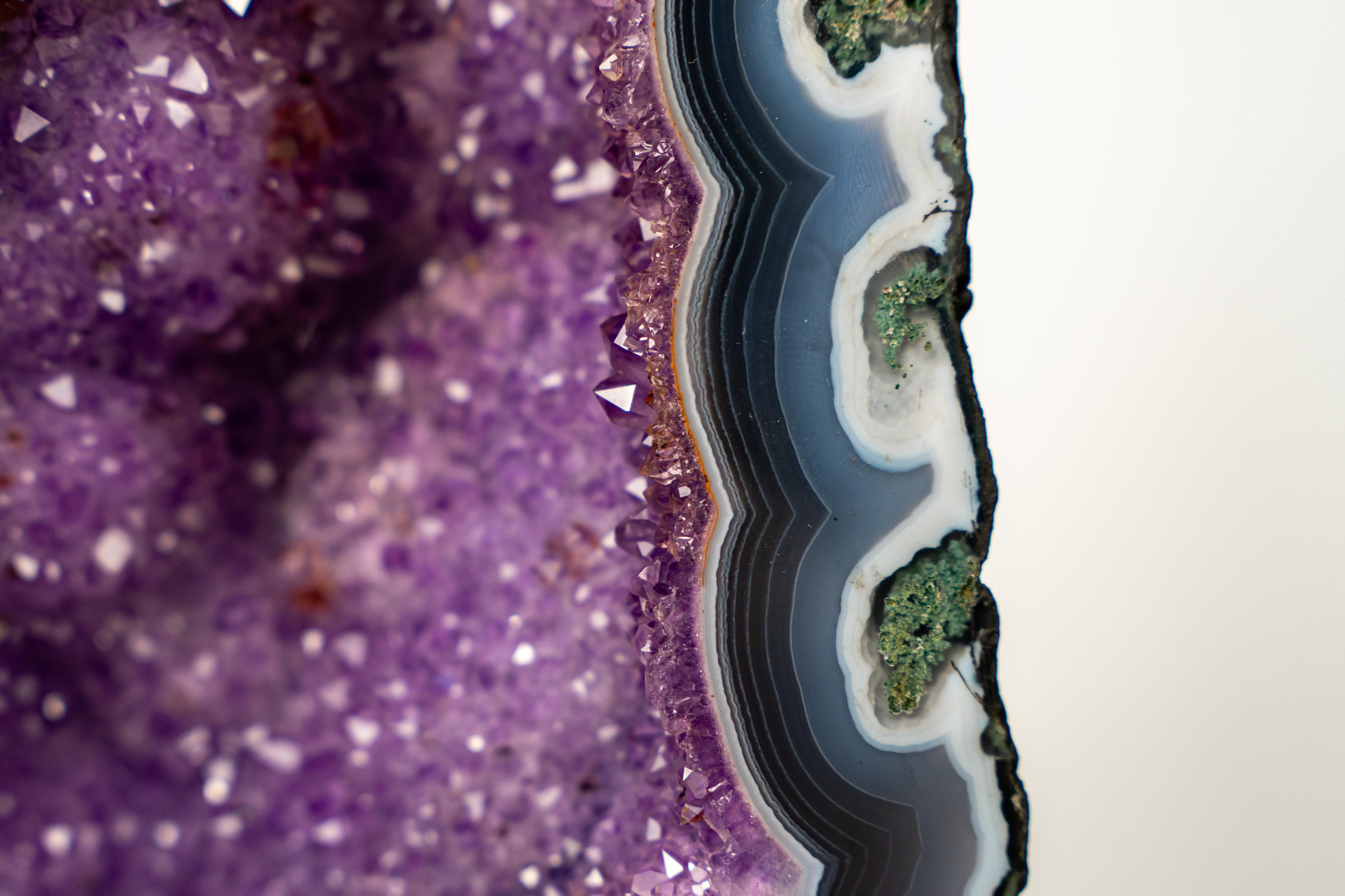 Collector-Grade Pair of Rare Lace Agate Cathedral Geodes For Sale 3