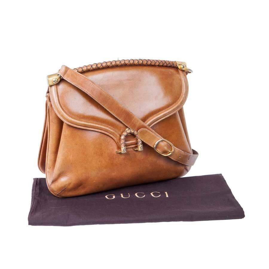 Collector GUCCI Vintage 70's Bag in Aged Brown Leather 9