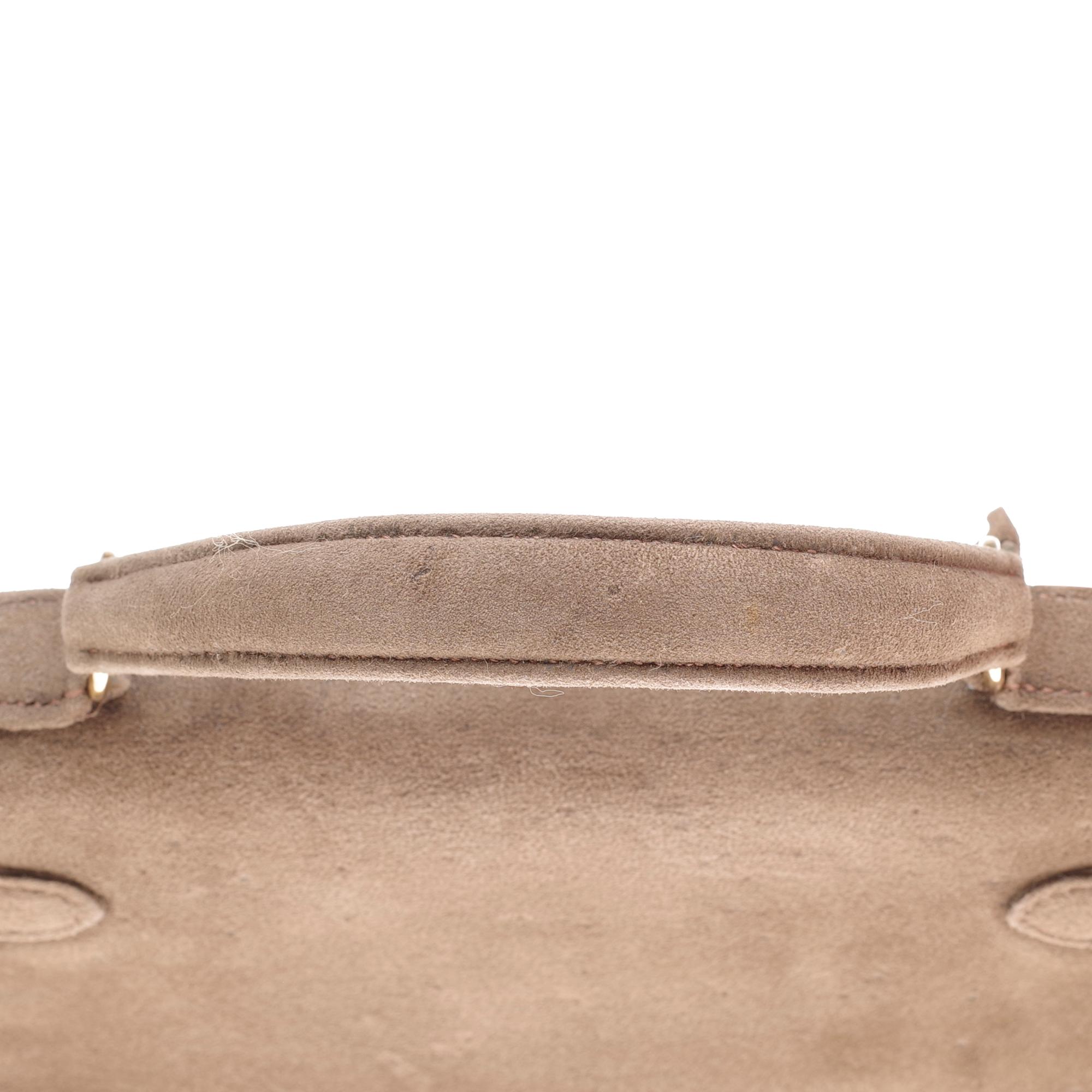 Women's Collector Hermès Kelly 25 Doblis in brown suede and gold hardware