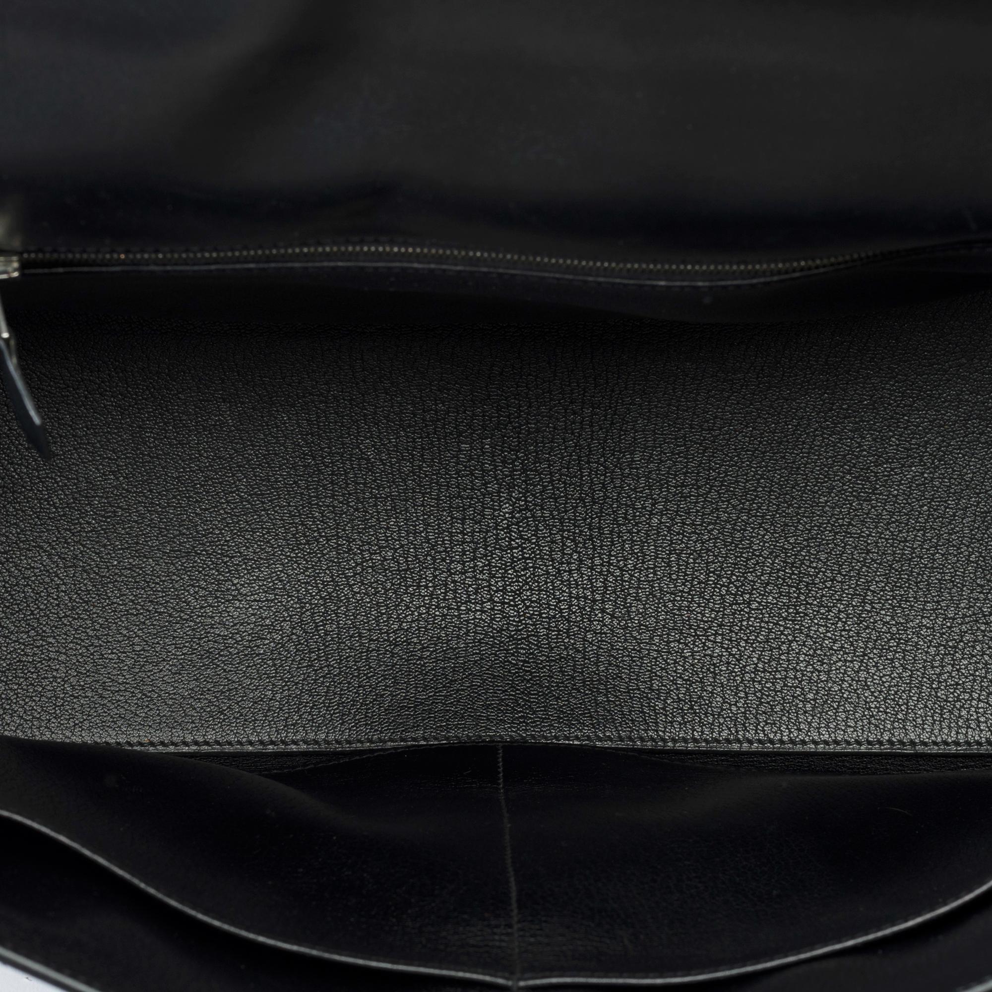 Collector Hermès Kelly Lakis 40 handbag strap in black canvas and leather, PHW 5