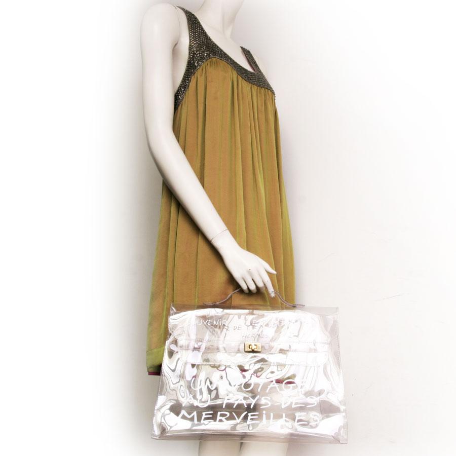 Women's Collector HERMES Vintage Kelly Bag 'Au Pays des Merveilles' in Transparent Vinyl