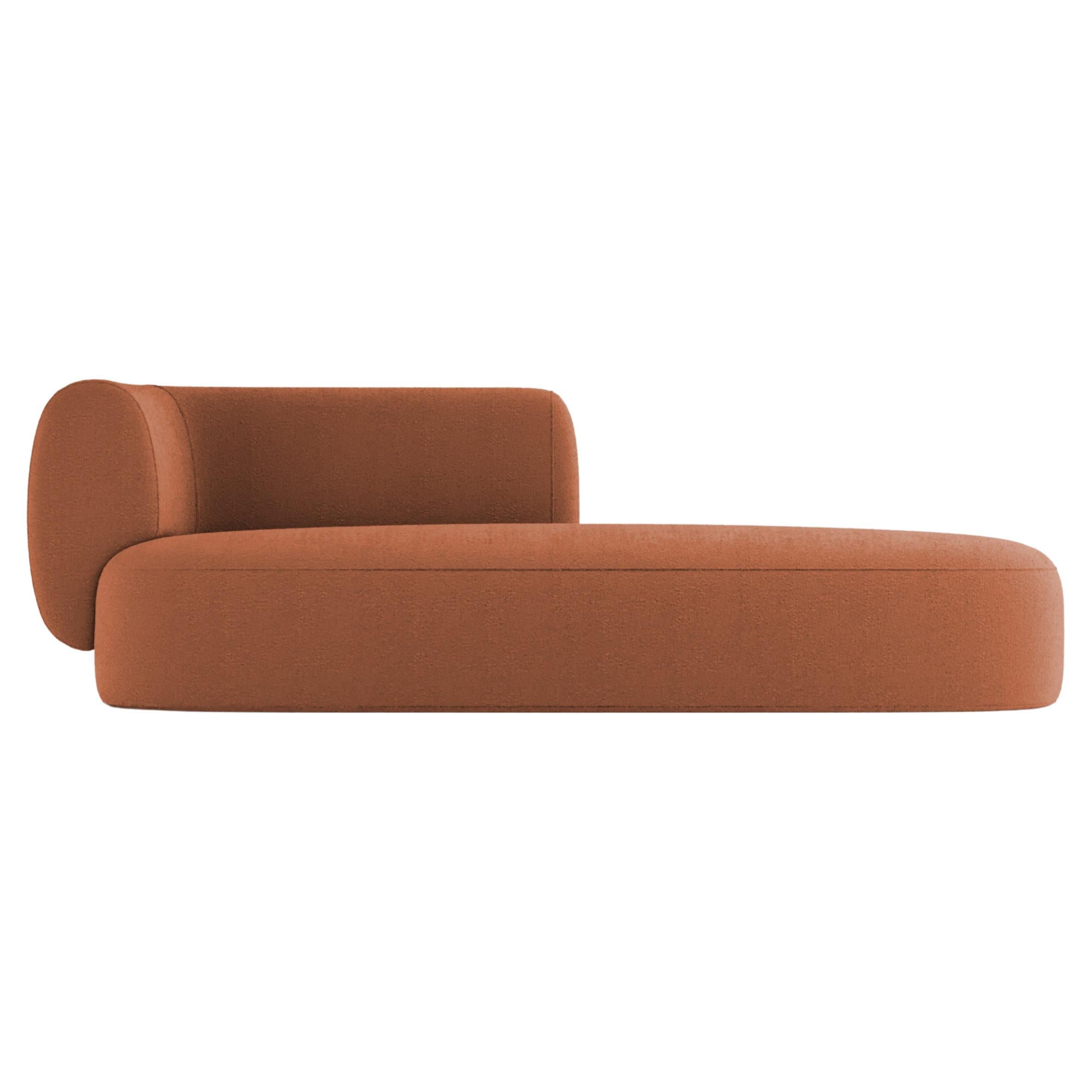 Collector Hug Sofa 3 Seater Half Backrest Bouclé Burnt Orange by Ferrianisbolgi For Sale