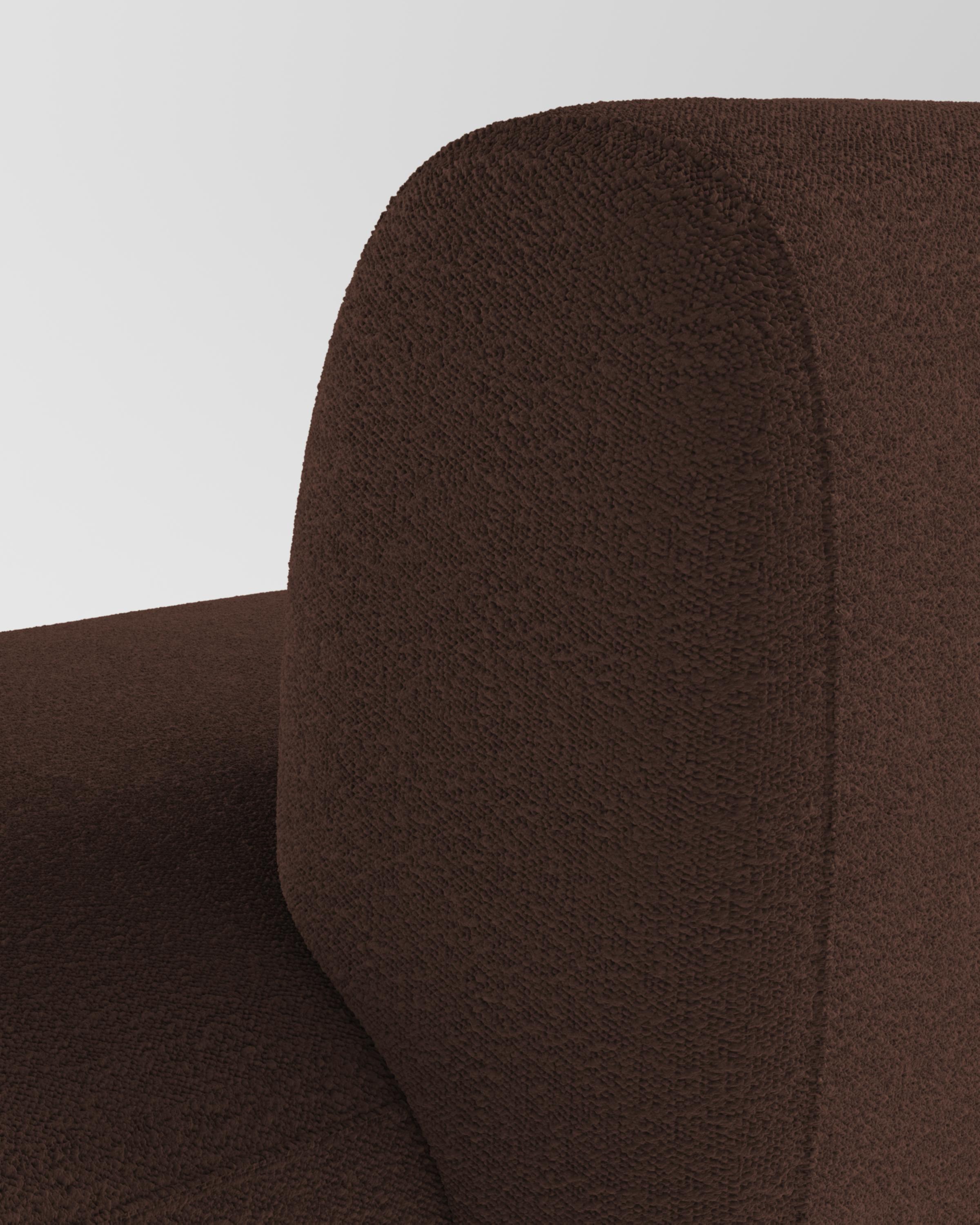 Collector Hug Sofa 3 Seater Half Backrest Bouclé Dark Brown by Ferrianisbolgi In New Condition For Sale In Castelo da Maia, PT