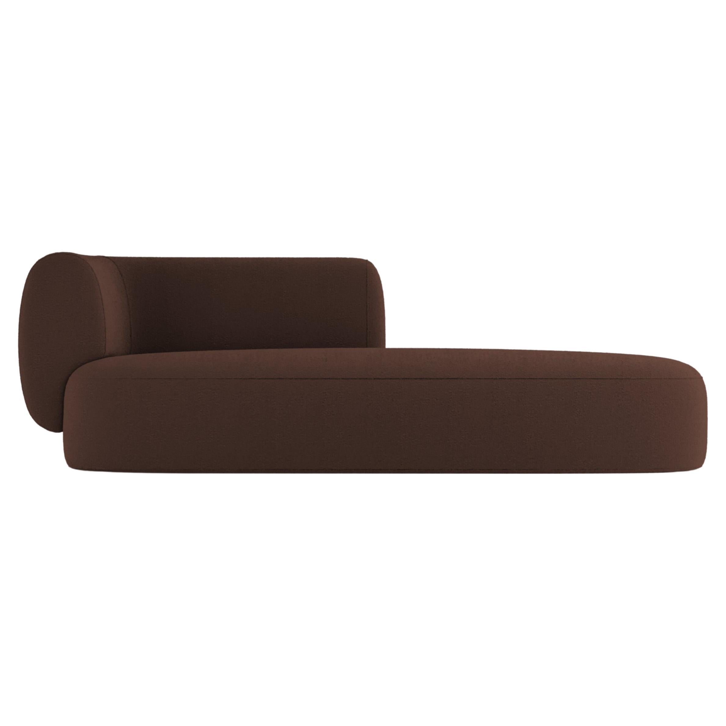 Collector Hug Sofa 3 Seater Half Backrest Bouclé Dark Brown by Ferrianisbolgi For Sale