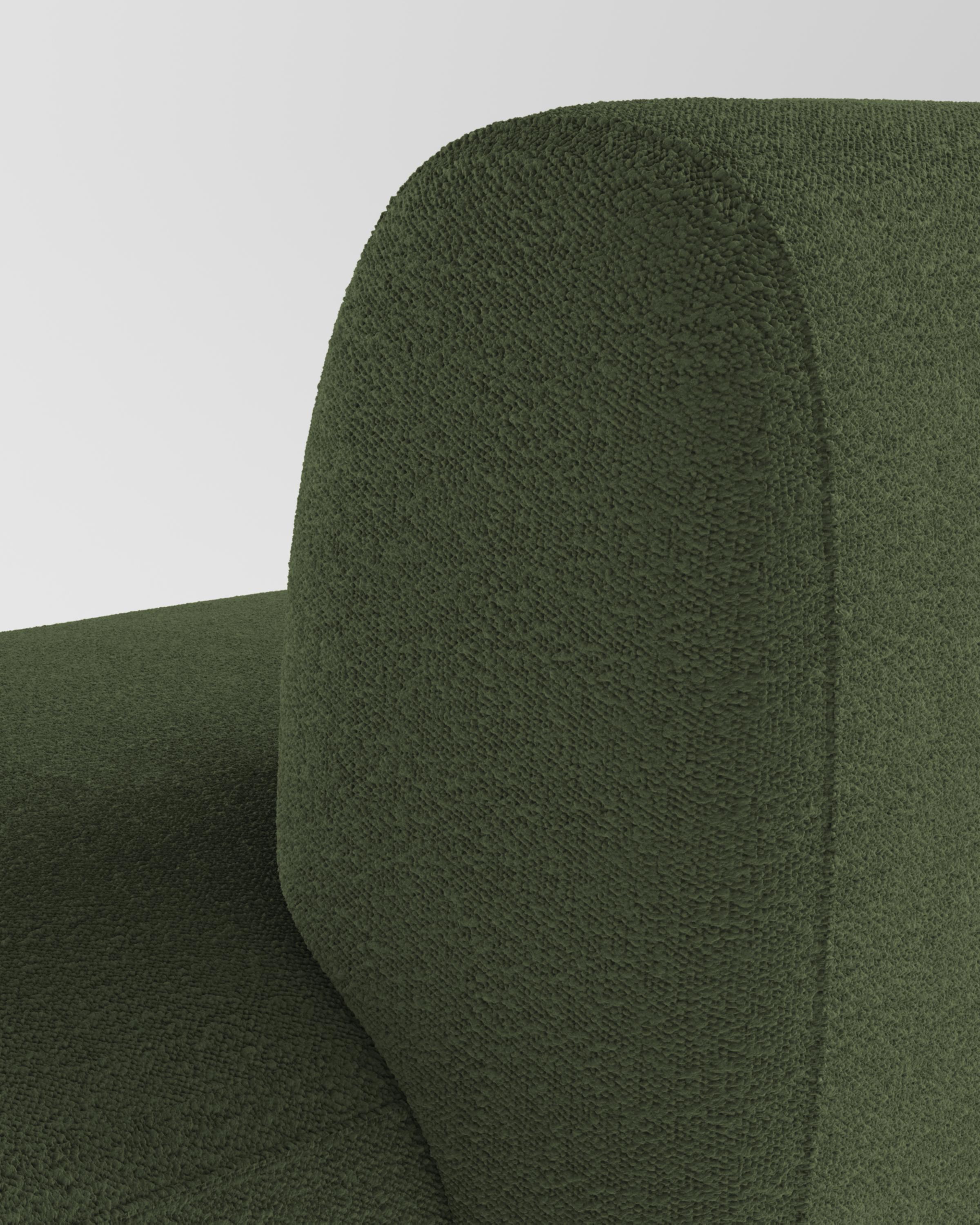 Collector Hug Sofa 3 Seater Half Backrest Bouclé Green by Ferrianisbolgi In New Condition For Sale In Castelo da Maia, PT