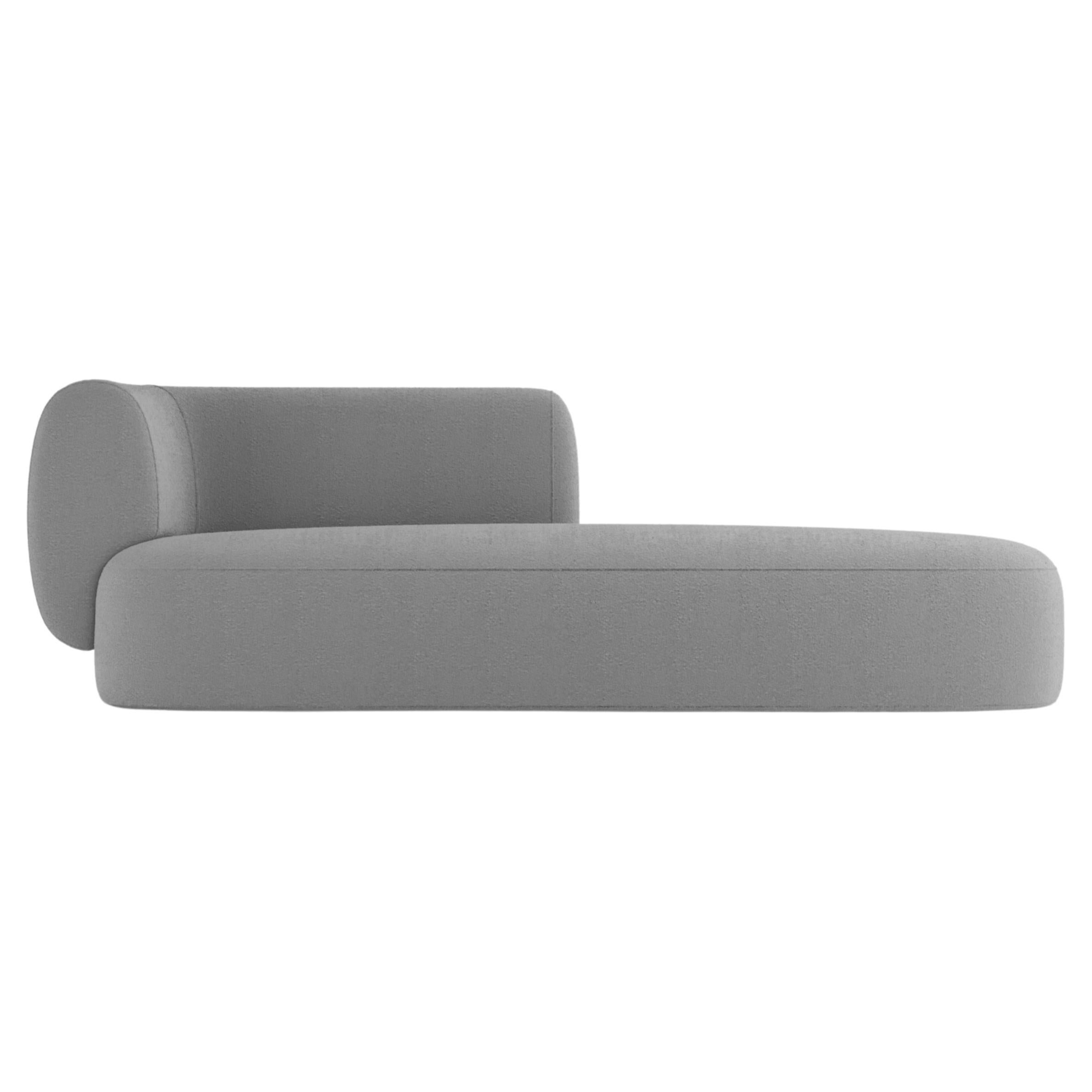 Collector Hug Sofa 3 Seater Half Backrest Bouclé Light Grey by Ferrianisbolgi For Sale