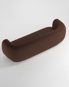 Grand canapé de collection conçu par Ferrianisbolgi en tissu bouclé marron foncé